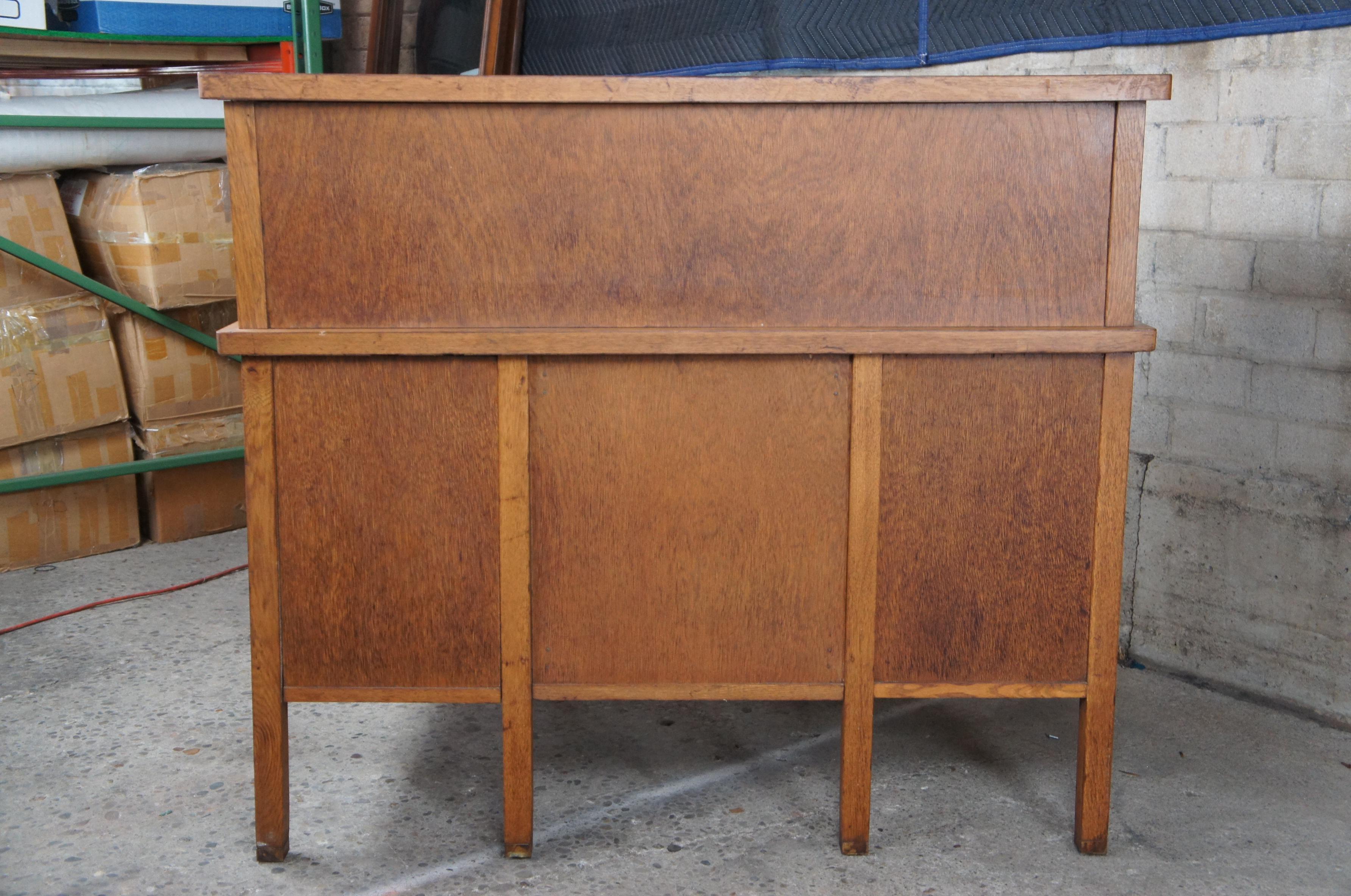 Antique Quartersawn American Oak Roll Top Tambour Secretary Bankers Desk 3