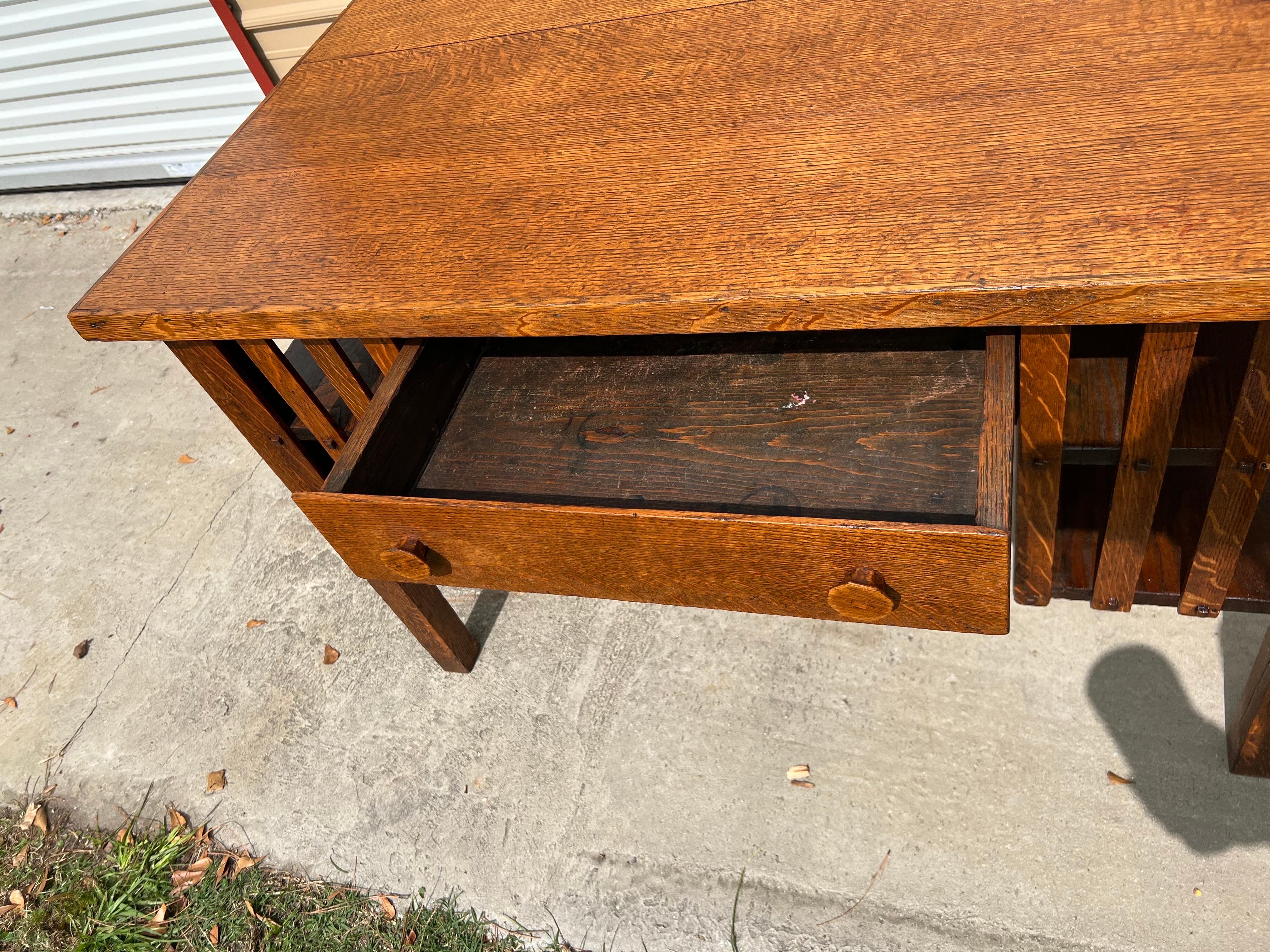 Antique Quartersawn arts and craft Mission Oak Writing Desk  6