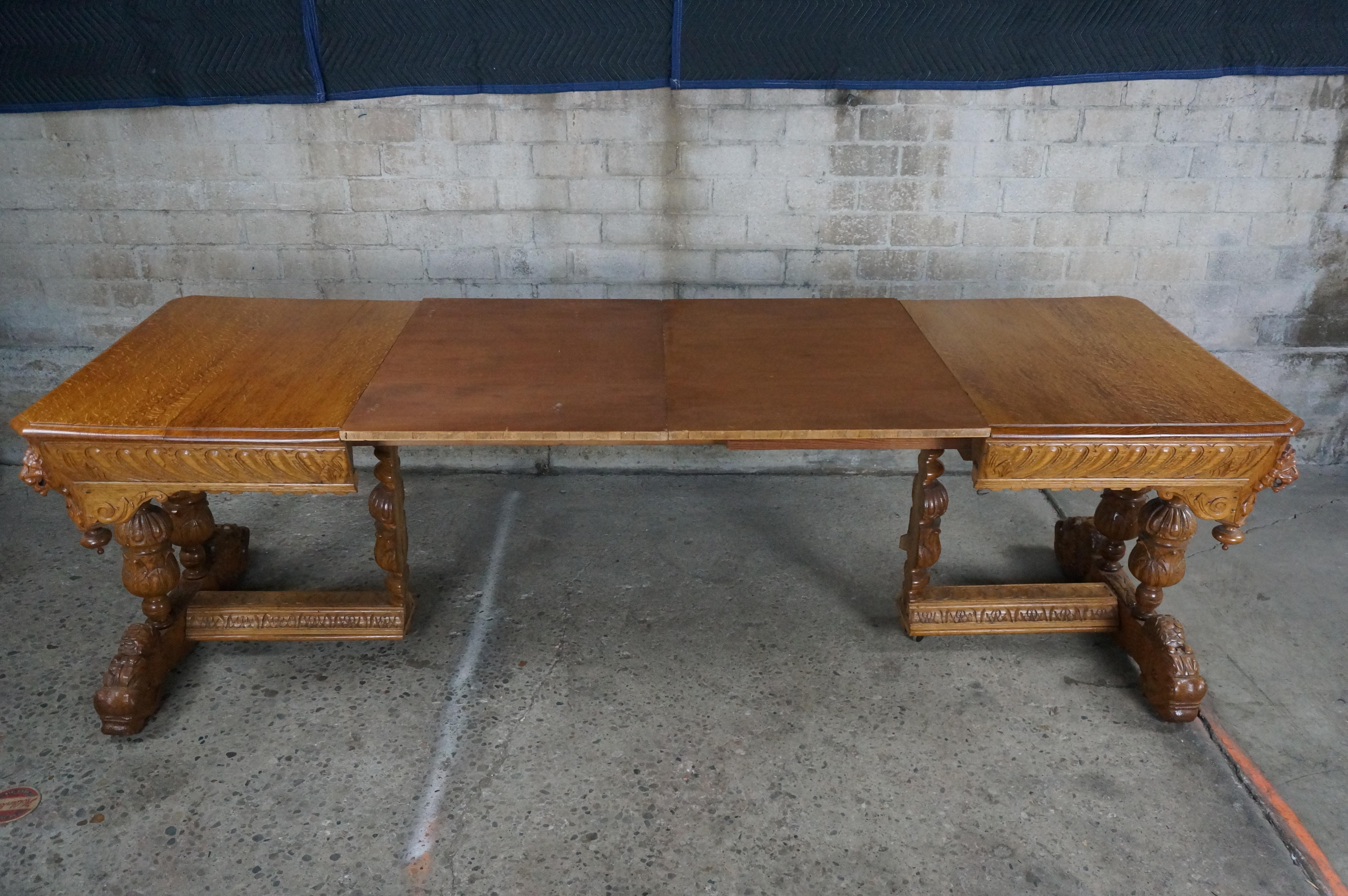 Antique French Quartersawn Oak Tavolo da pranzo rinascimentale Scrivania biblioteca in vendita 6