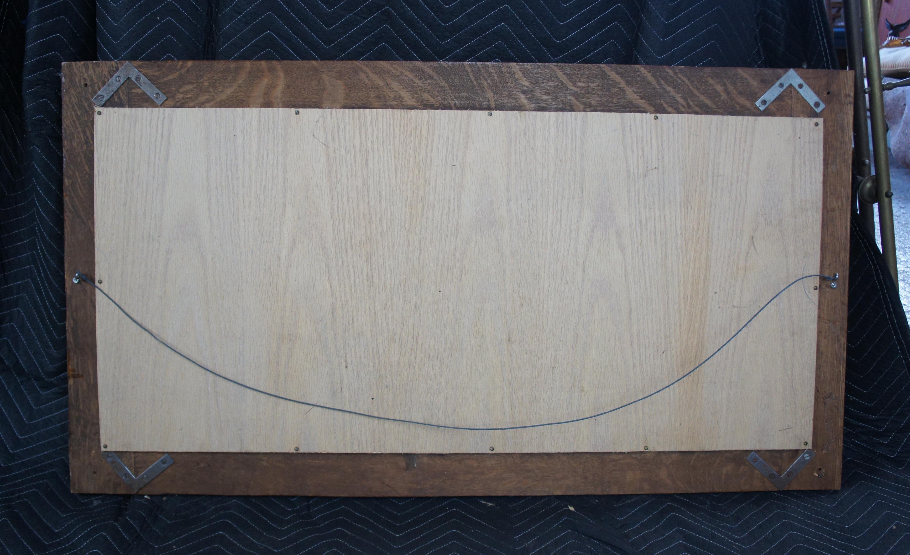 Antique Quartersawn Oak Hall Tree Mirror Coat Rack Victorian Mission Beveled 5