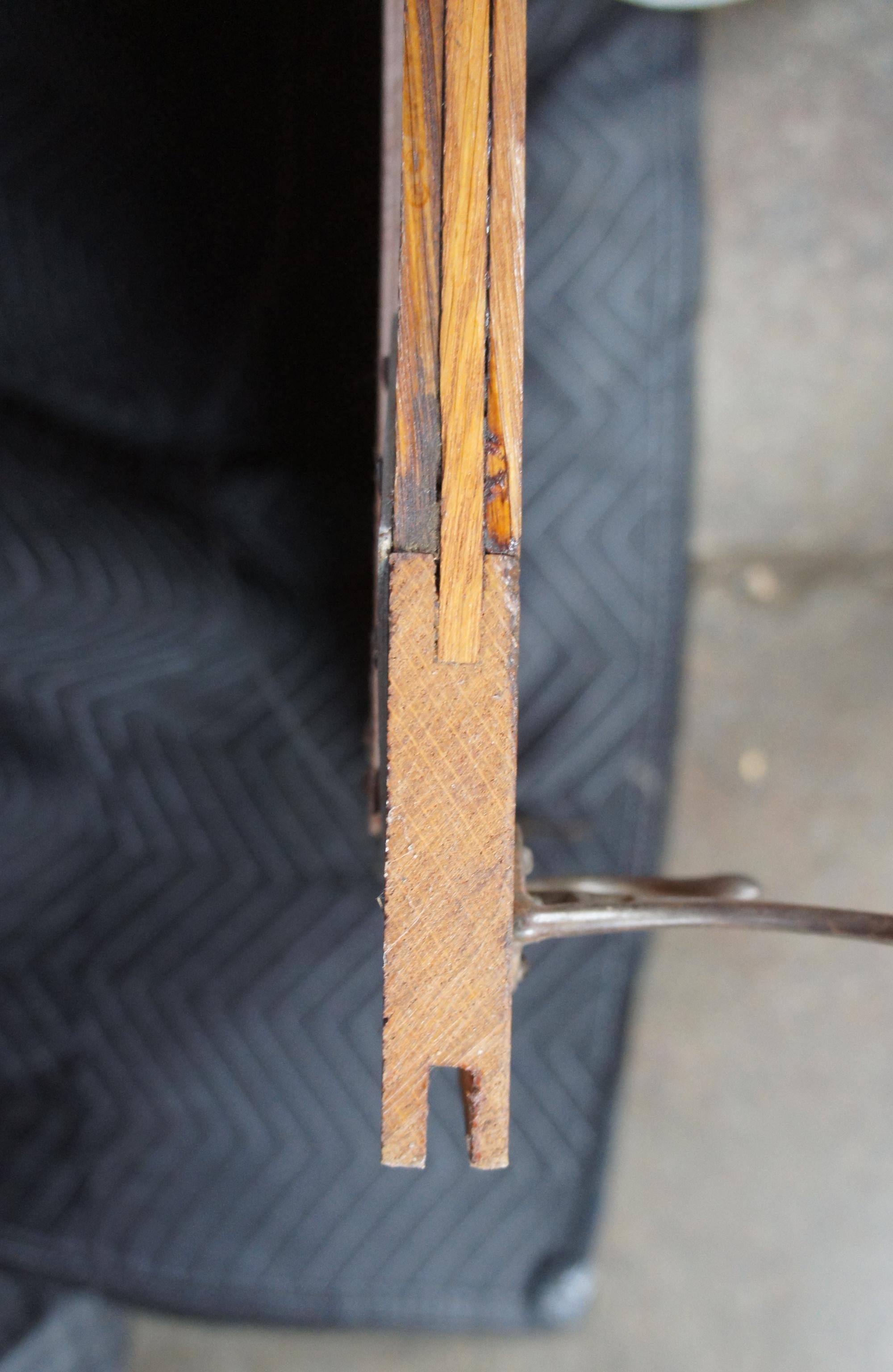 Antique Quartersawn Oak Hall Tree Mirror Coat Rack Victorian Mission Beveled 3
