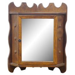 Antique Quartersawn Oak Mirrored Corner Medicine Cabinet Cupboard 20" Antique Quartersawn Oak Mirrored Corner Medicine Cabinet Cupboard 20"