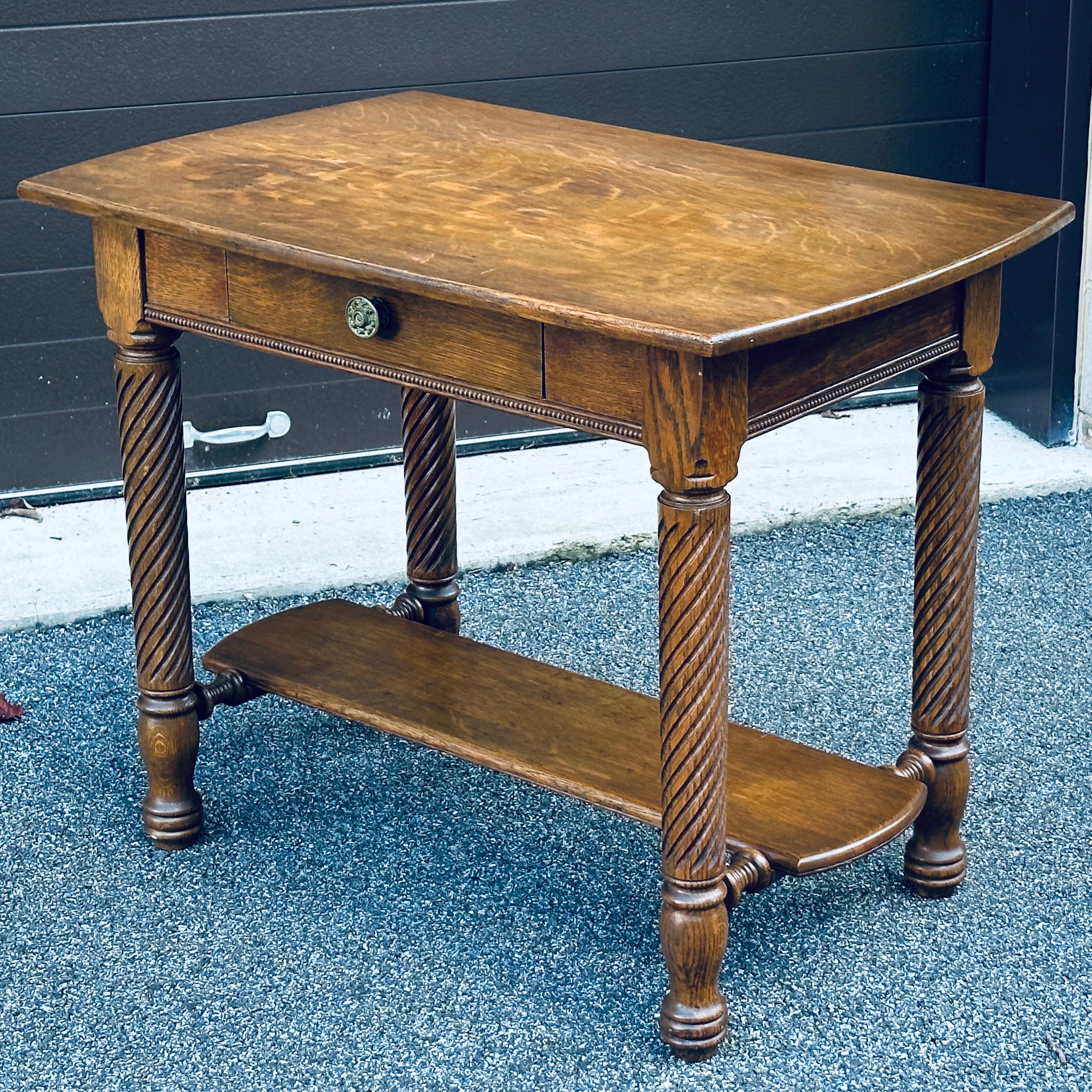 antique library table with drawer
