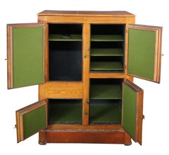 Antico mobile da cucina in quercia Oak Farmhouse con frigorifero a cassetta per il ghiaccio e mobile da bar