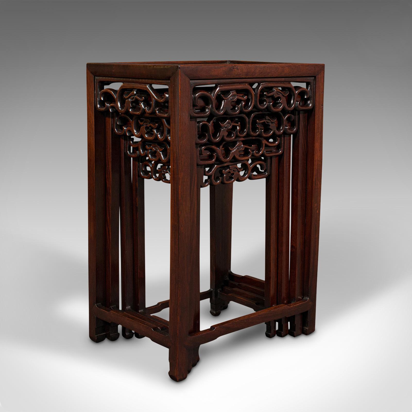 Wood Antique Quartetto Nesting Tables, Chinese, Occasional, Victorian, Circa 1900 For Sale