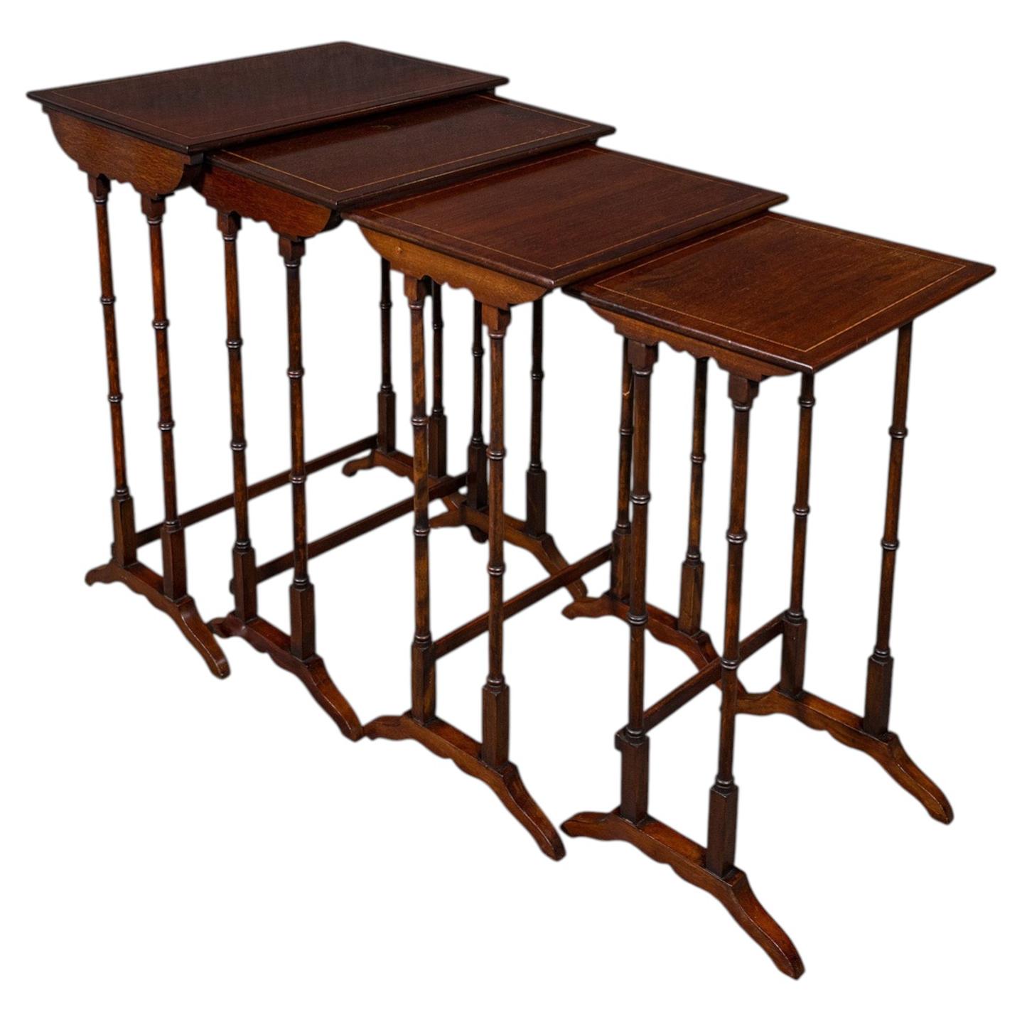 Antique Quartetto of Nesting Tables, English, Set of 4, Occasional, Edwardian For Sale