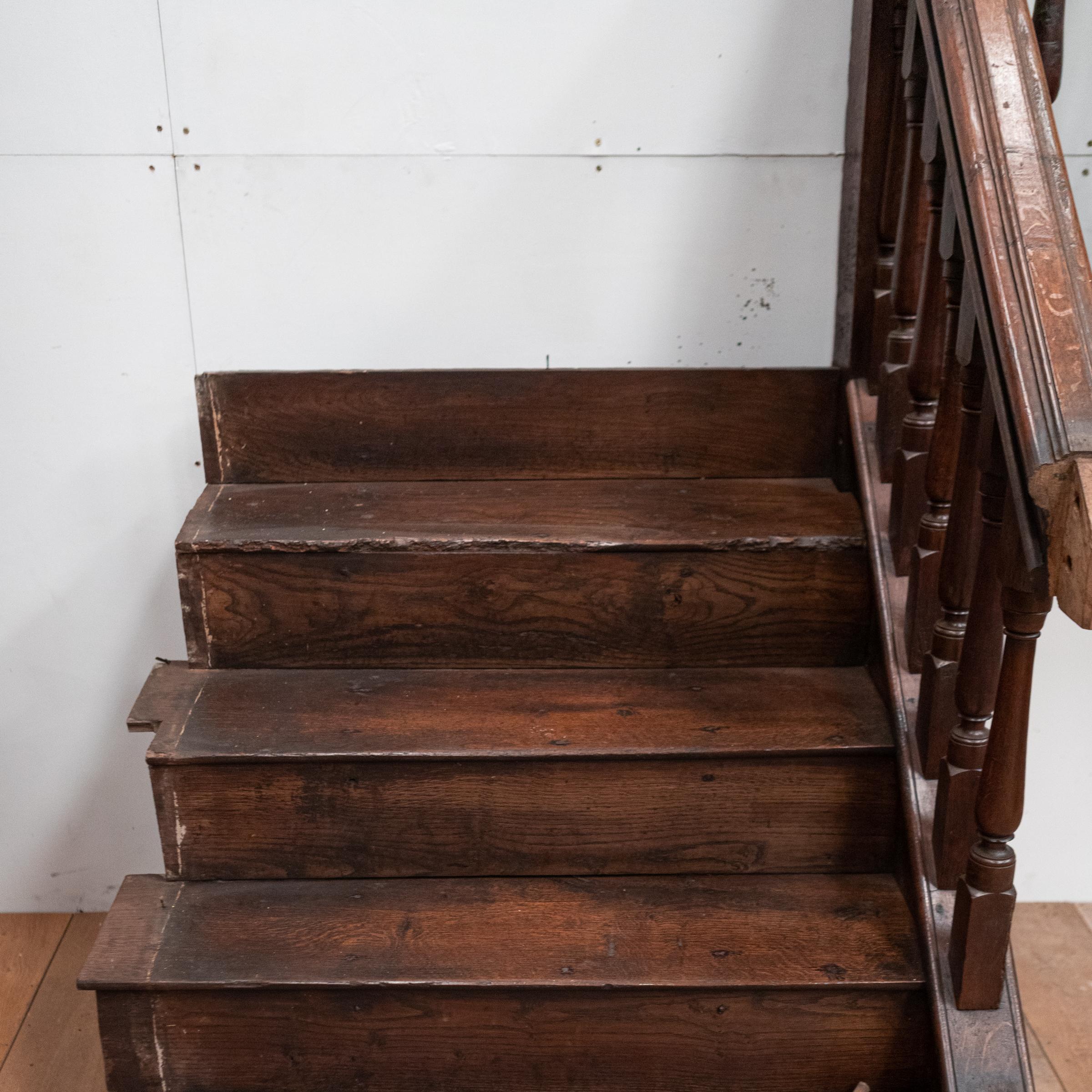 Antique Queen Anne 18th Century Oak Staircase For Sale 4