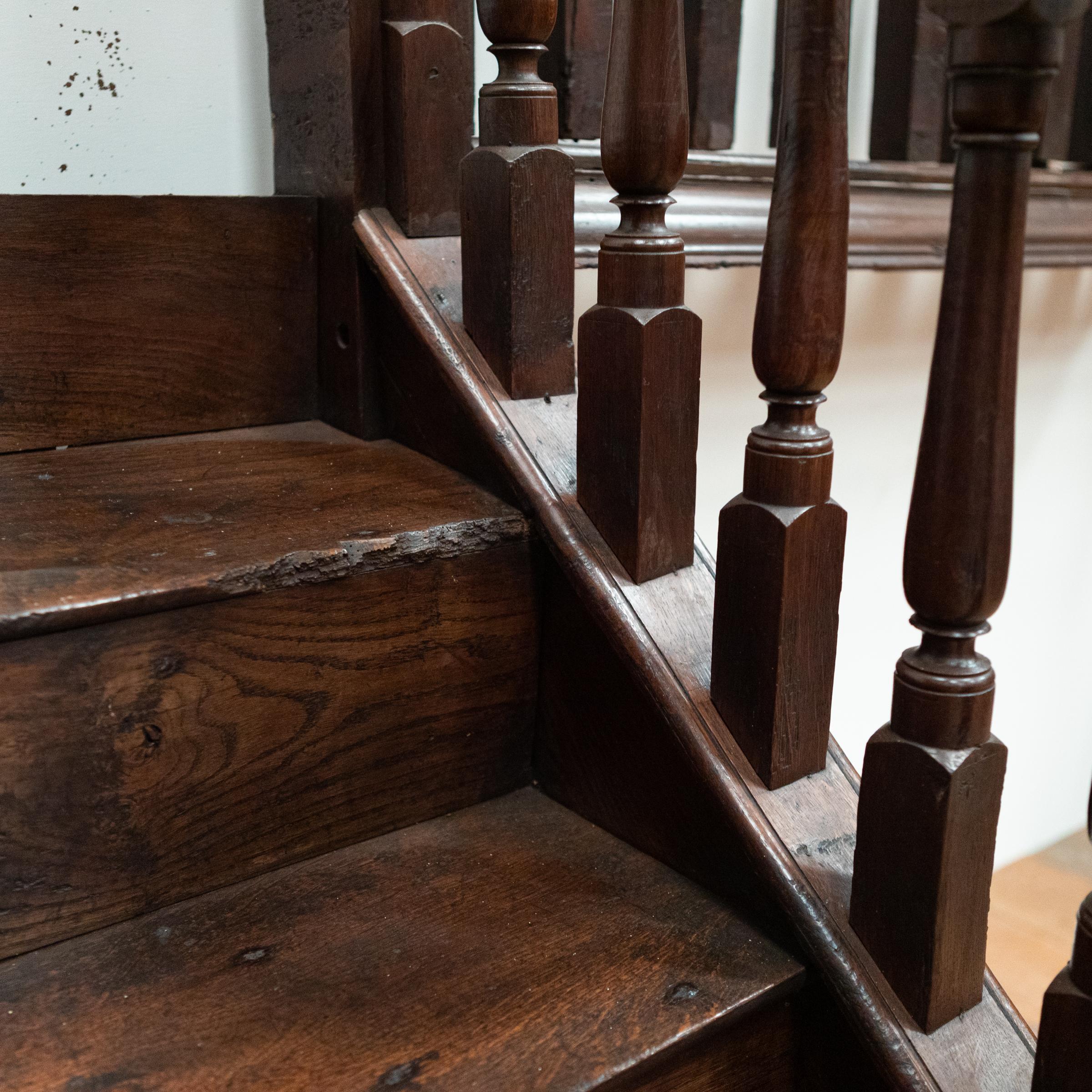 Antique Queen Anne 18th Century Oak Staircase For Sale 5