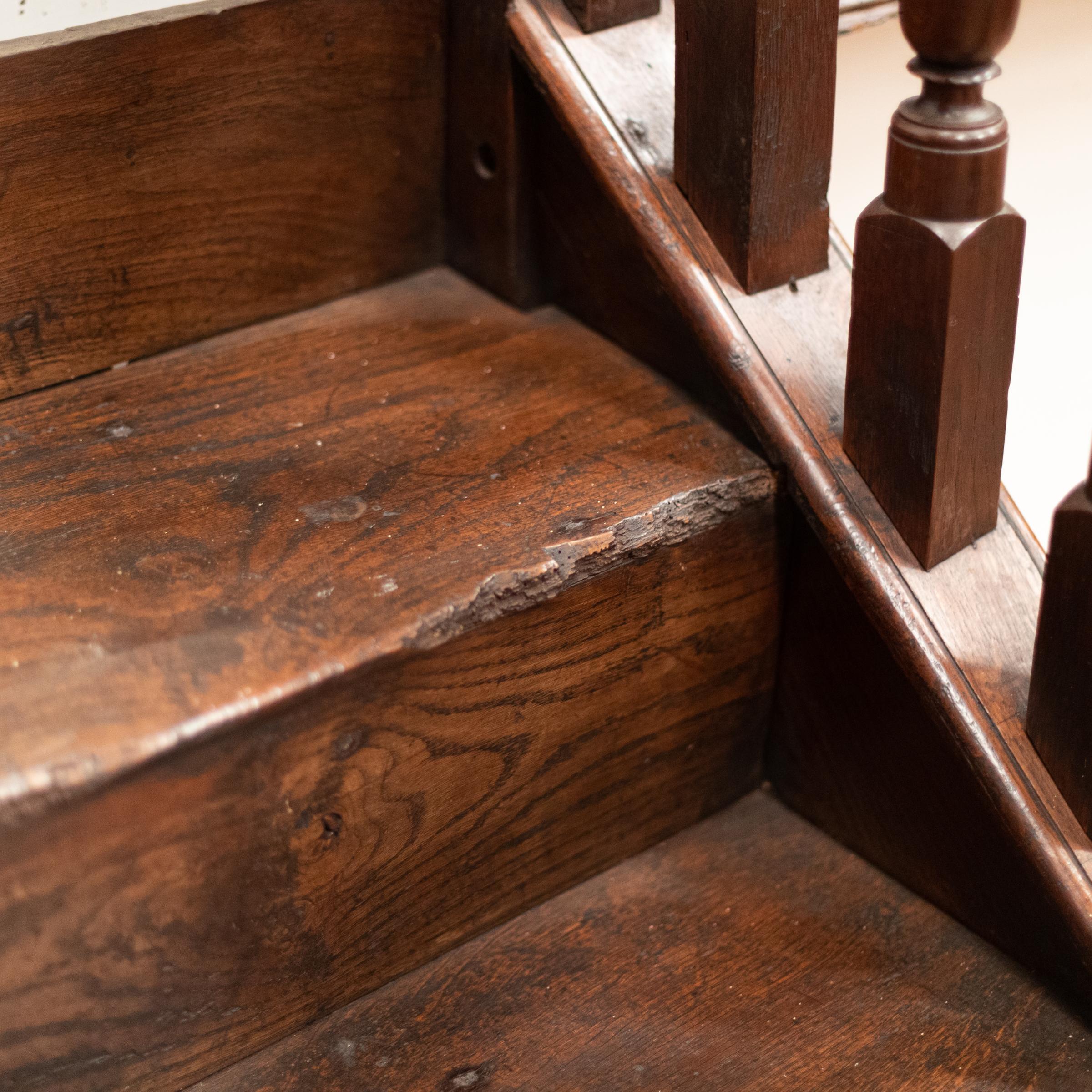 Antique Queen Anne 18th Century Oak Staircase For Sale 12
