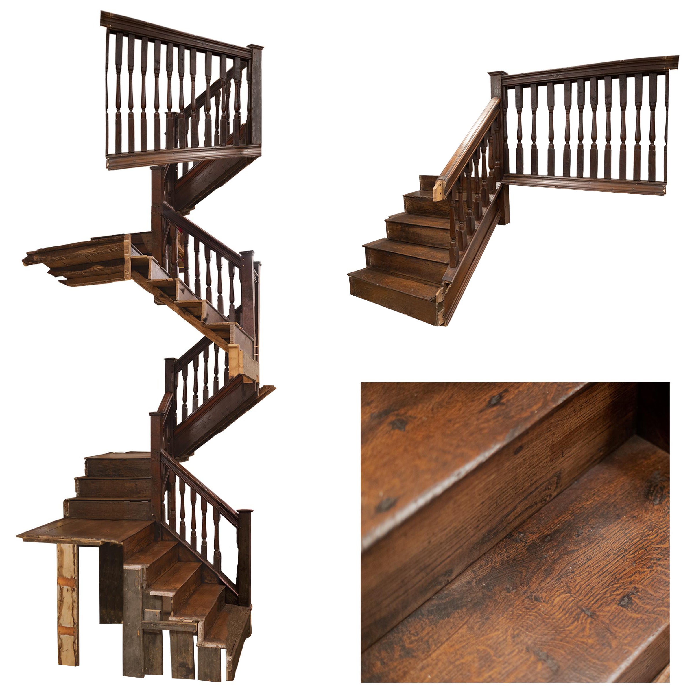 Antique Queen Anne 18th Century Oak Staircase