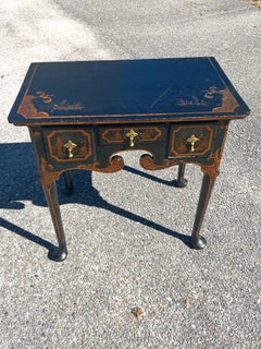 Antique Queen Anne Black Japanned entryway table