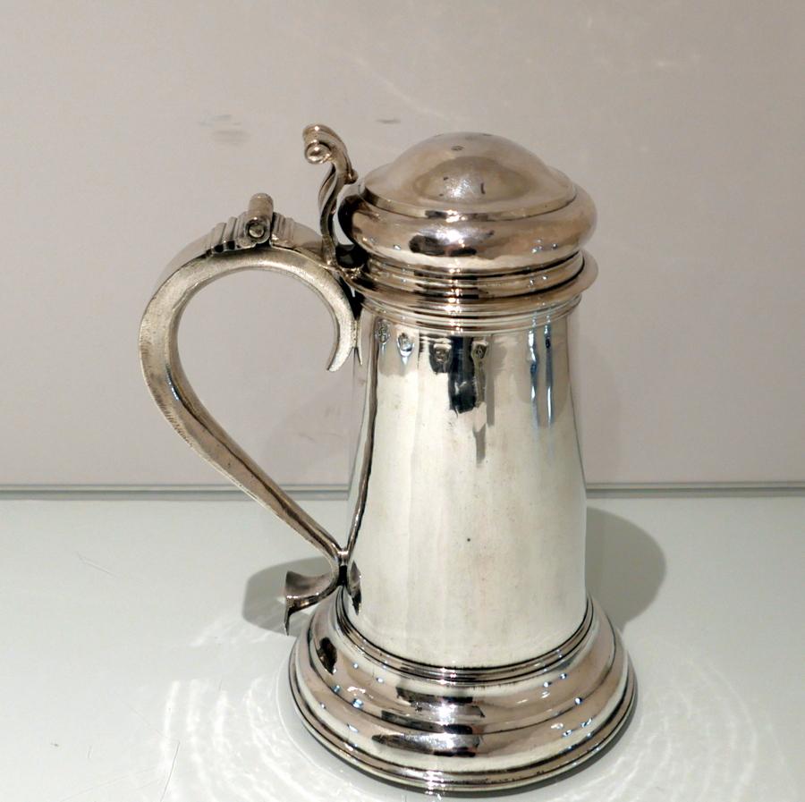 Early 18th Century Antique Queen Anne Britannia Silver Flagon London 1711 Timothy Ley For Sale