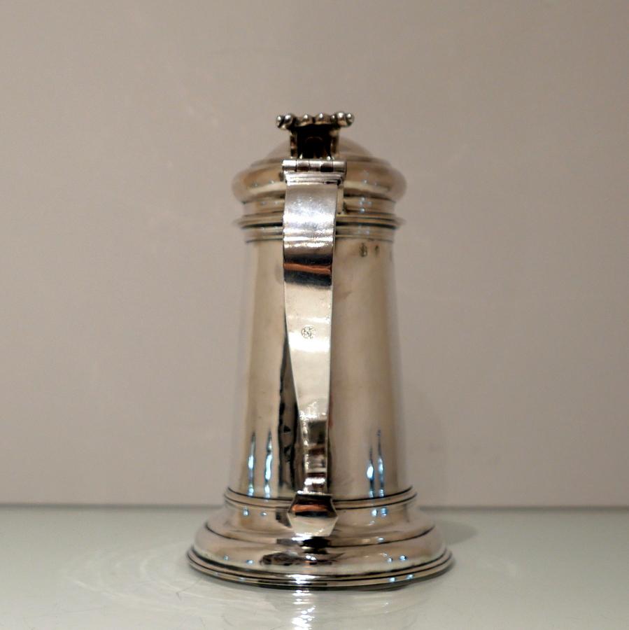 Britannia Standard Silver Antique Queen Anne Britannia Silver Flagon London 1711 Timothy Ley For Sale