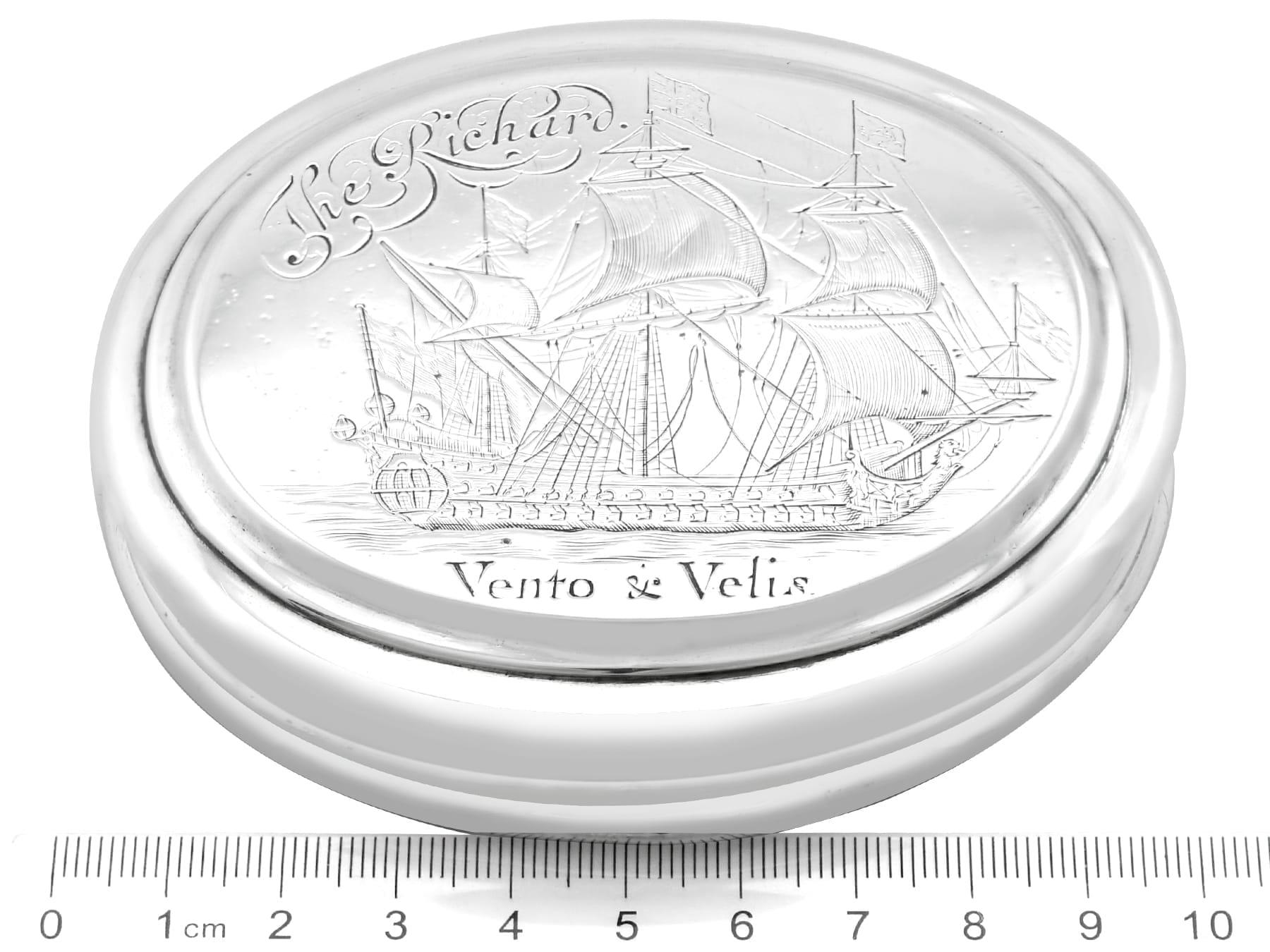 Queen Anne Britannia 'Vento and Vellis' 'Wind and Speed' Silver Tobacco Box For Sale 5
