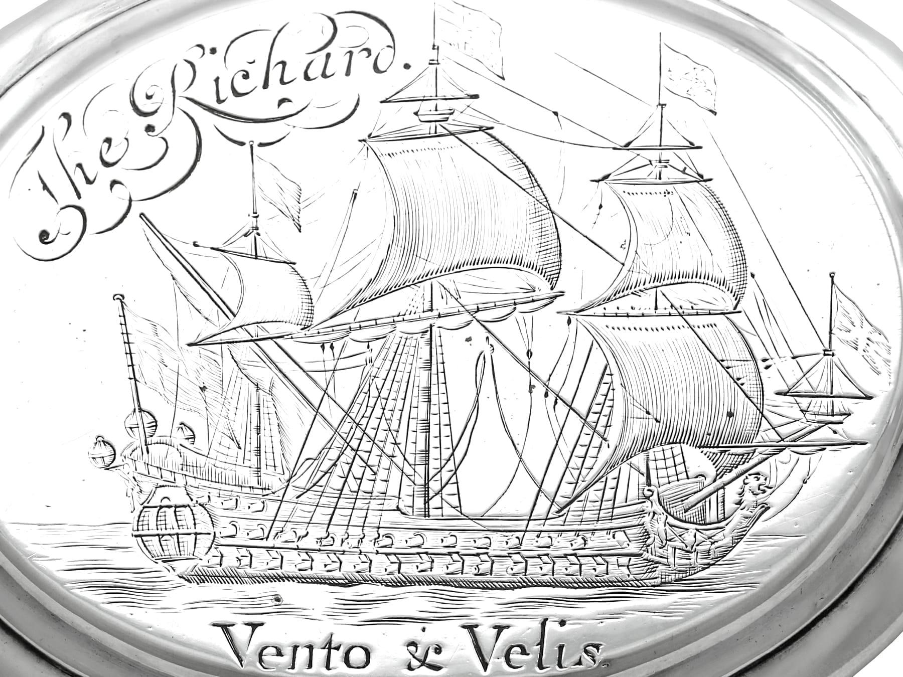 Queen Anne Britannia 'Vento and Vellis' 'Wind and Speed' Silver Tobacco Box For Sale 1