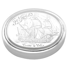 Boîte à tabac Queen Anne Britannia 'Vento and Vellis' 'Wind and Speed' en argent