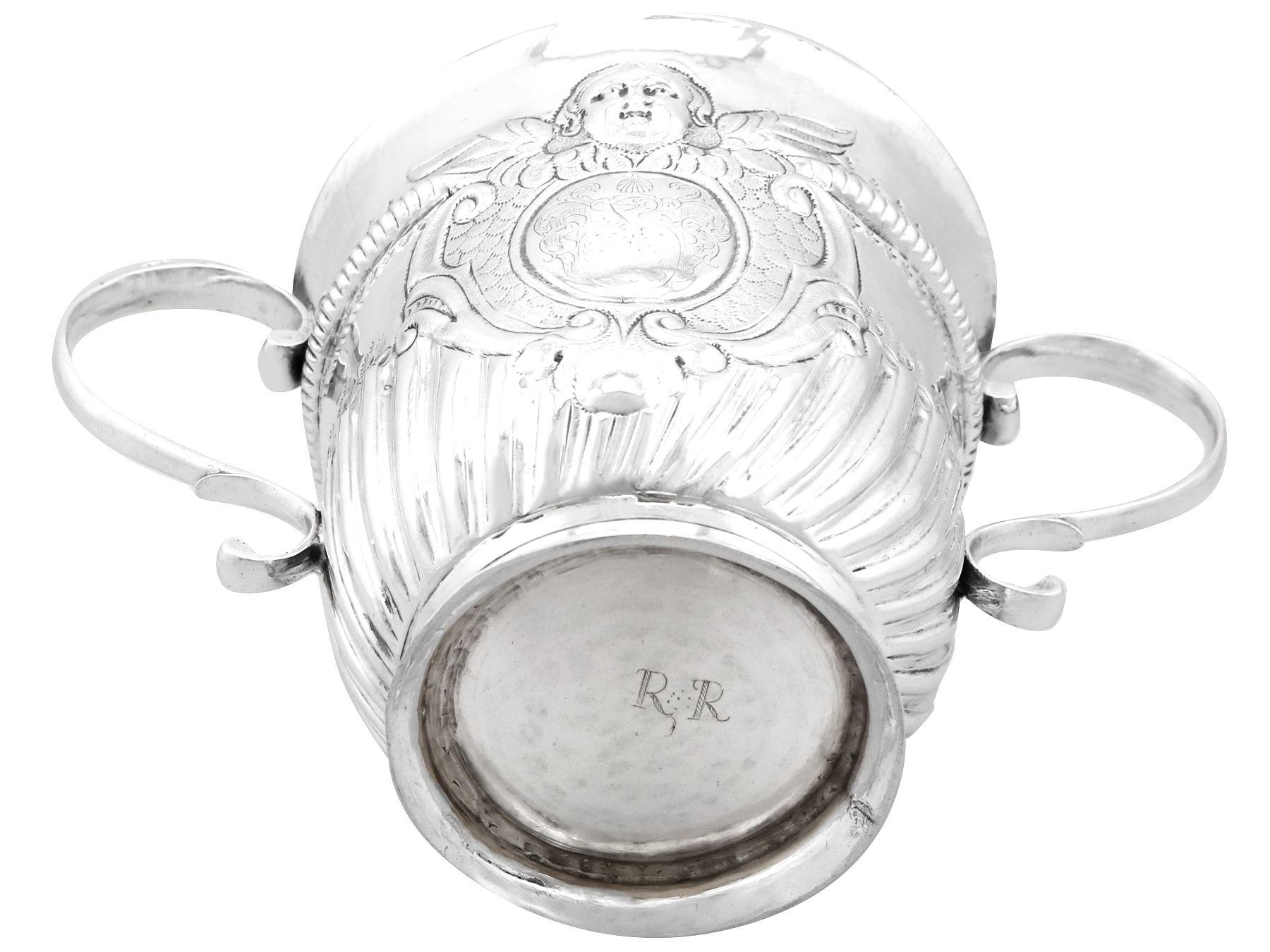 Antique Queen Anne Britannia Standard Silver Porringer For Sale 6