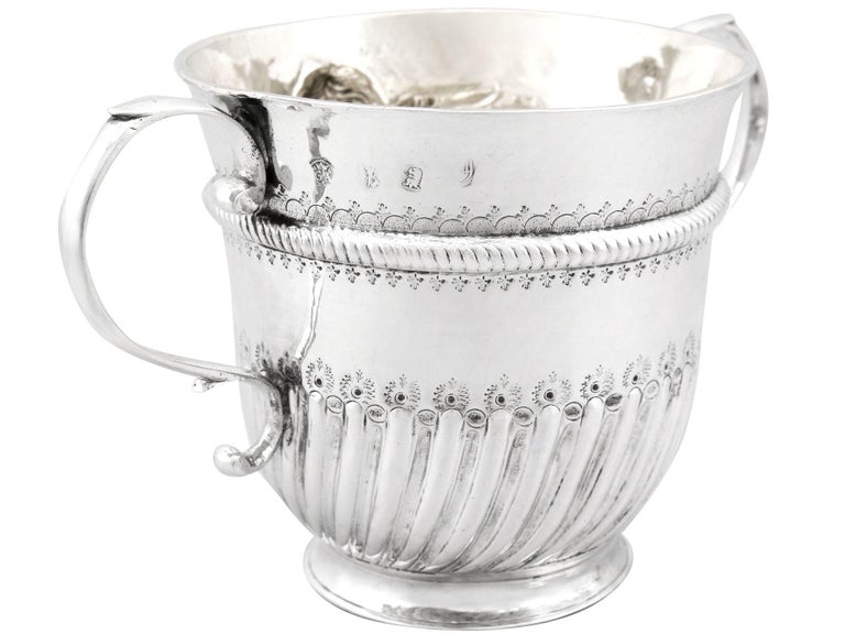 British Antique Queen Anne Britannia Standard Silver Porringer For Sale