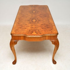 Antique Queen Anne Burr Walnut Dining Table and 8 Chairs