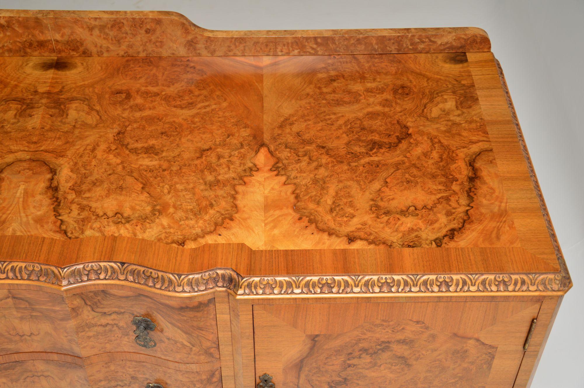 Antique Queen Anne Burr Walnut Sideboard 1