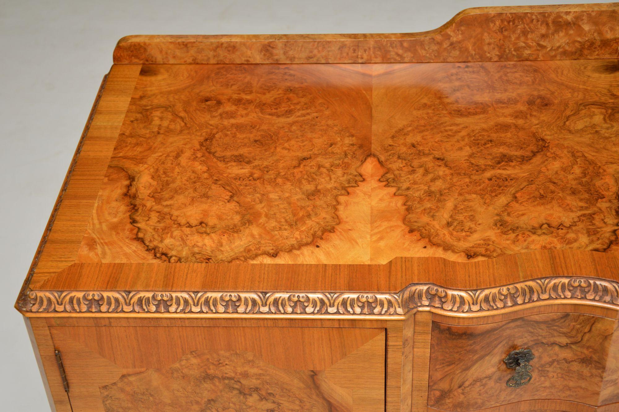 Antique Queen Anne Burr Walnut Sideboard 1