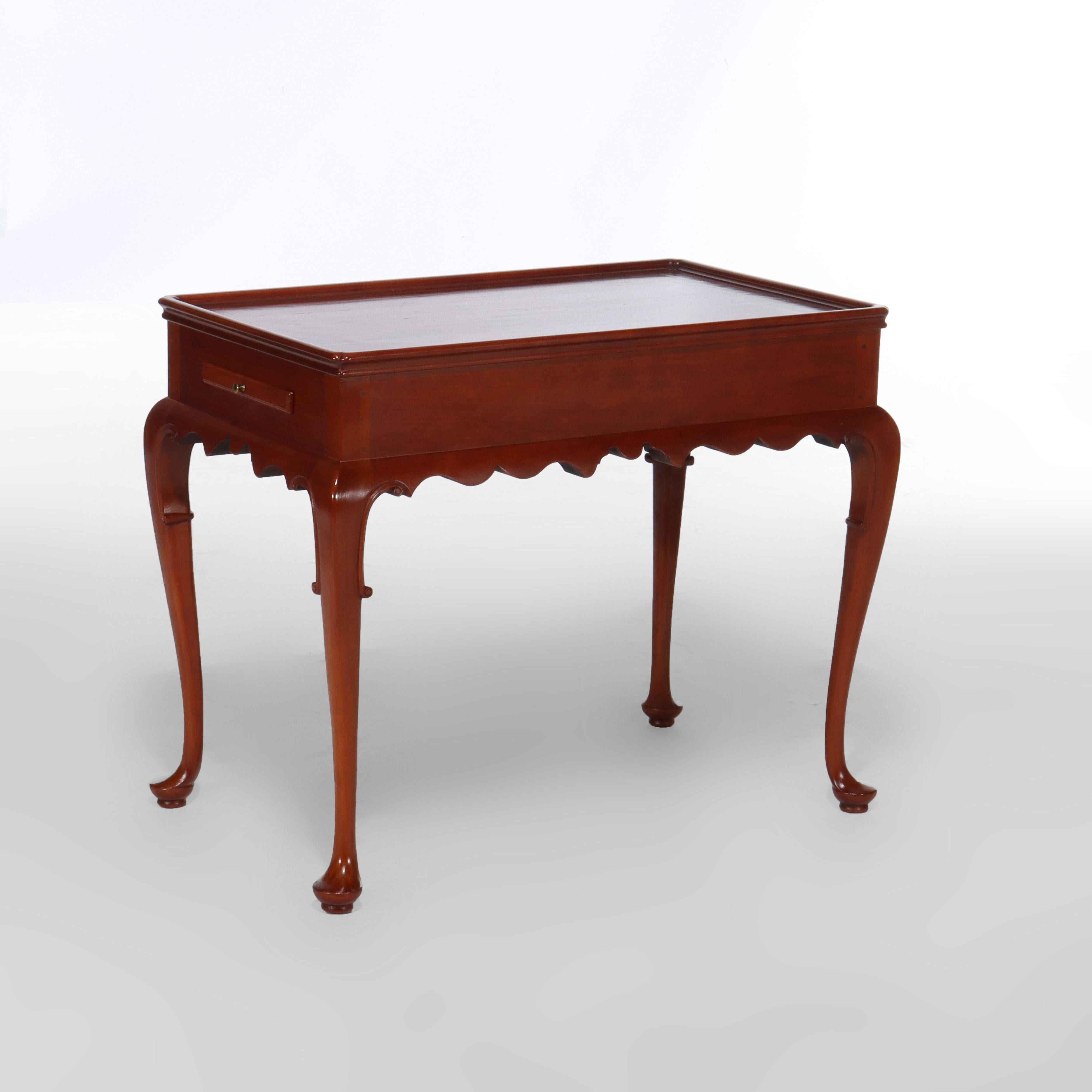 Antique Queen Anne Cherry Side Table with Candle Slides C1810 In Good Condition For Sale In Big Flats, NY