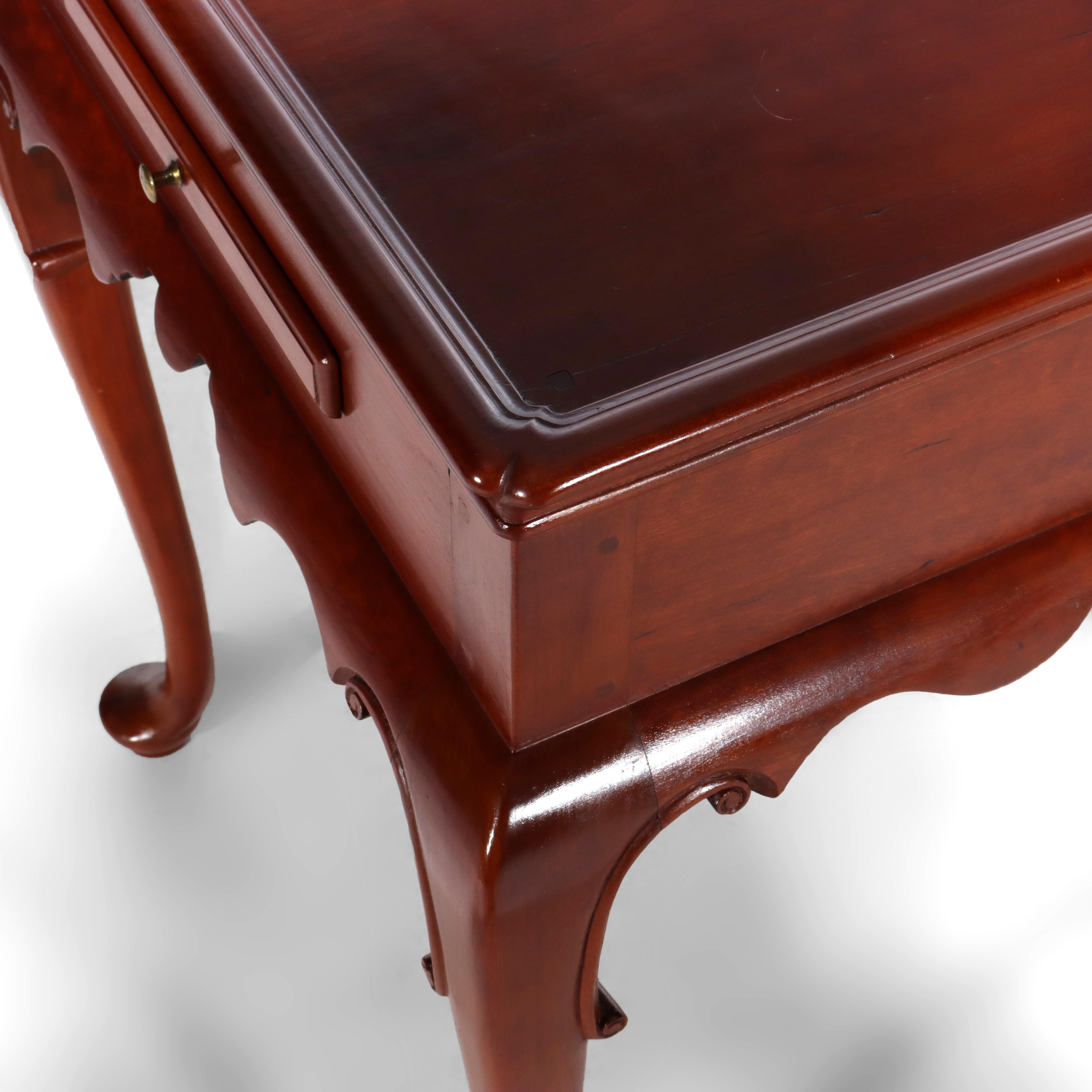Antique Queen Anne Cherry Side Table with Candle Slides C1810 For Sale 1