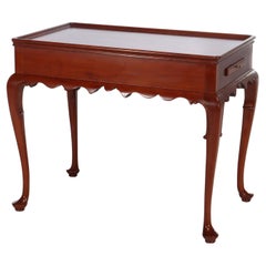 Antique Queen Anne Cherry Side Table with Candle Slides C1810