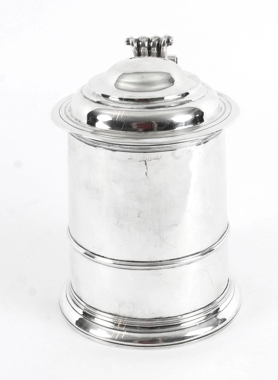 Early 18th Century Antique Queen Anne English Silver Tankard, 1706, 18th Century