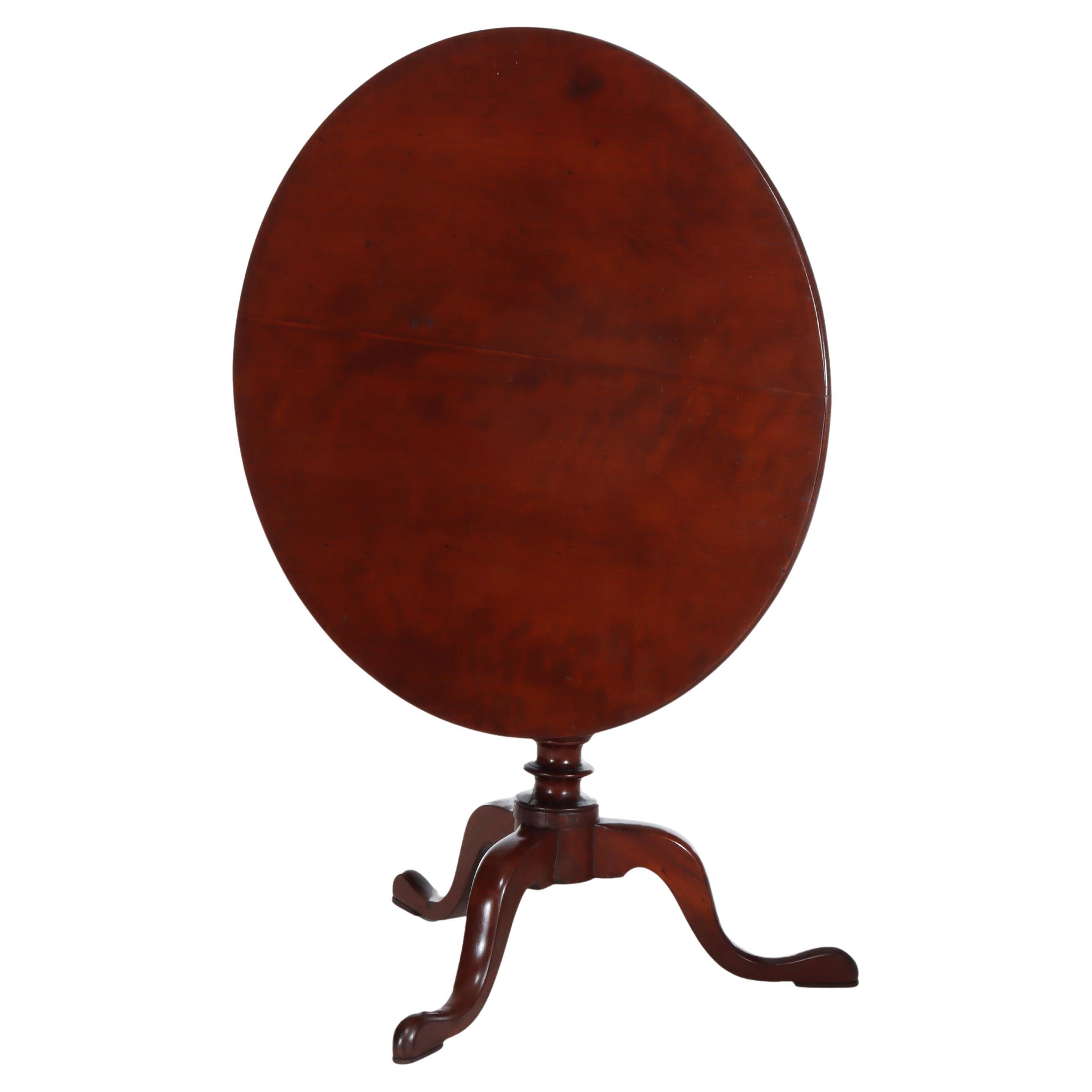 Antique Queen Anne Federal Mahogany Tilt Top Table With Bird Cage c1880 For Sale