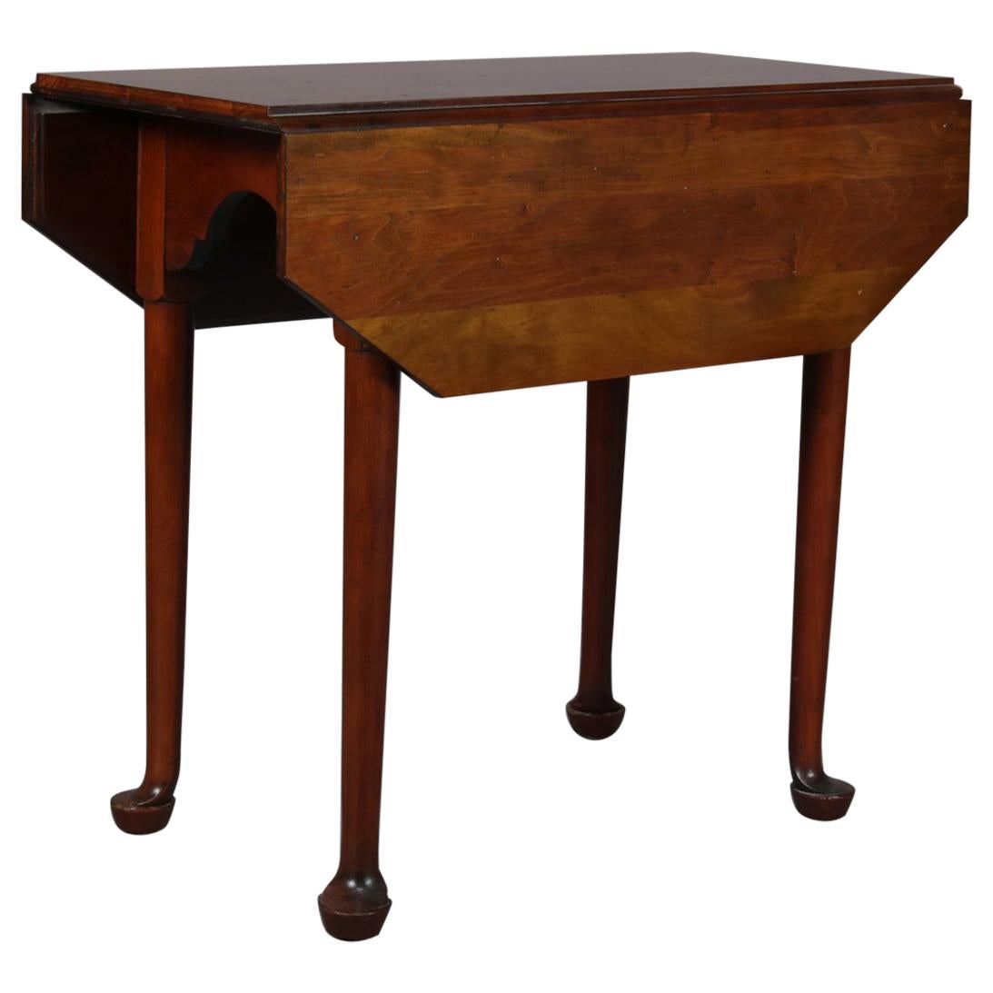 Antique Queen Anne Mahogany Drop Leaf and Clip Corner Pembroke Table