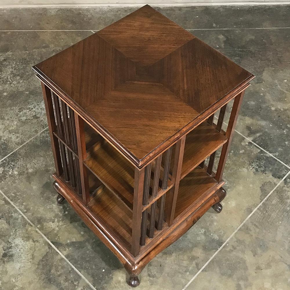 English Antique Queen Anne Mahogany Revolving Book Stand