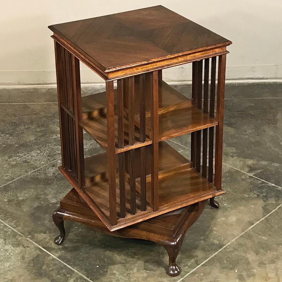 Hand-Crafted Antique Queen Anne Mahogany Revolving Book Stand