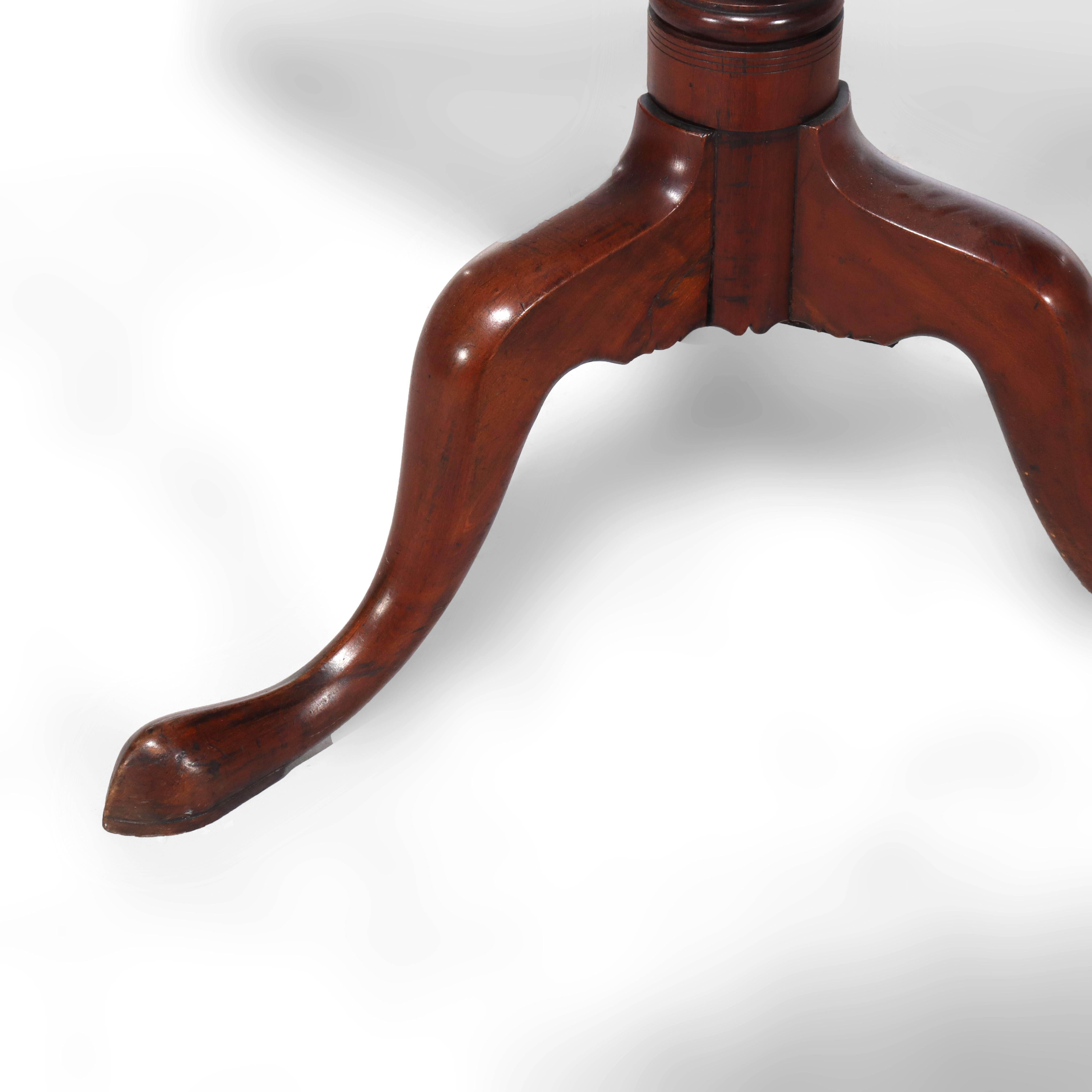 Antike Queen Anne Mahagoni Dreibeinige Tilt Top Tisch Unsigned C1780 im Zustand „Gut“ im Angebot in Big Flats, NY