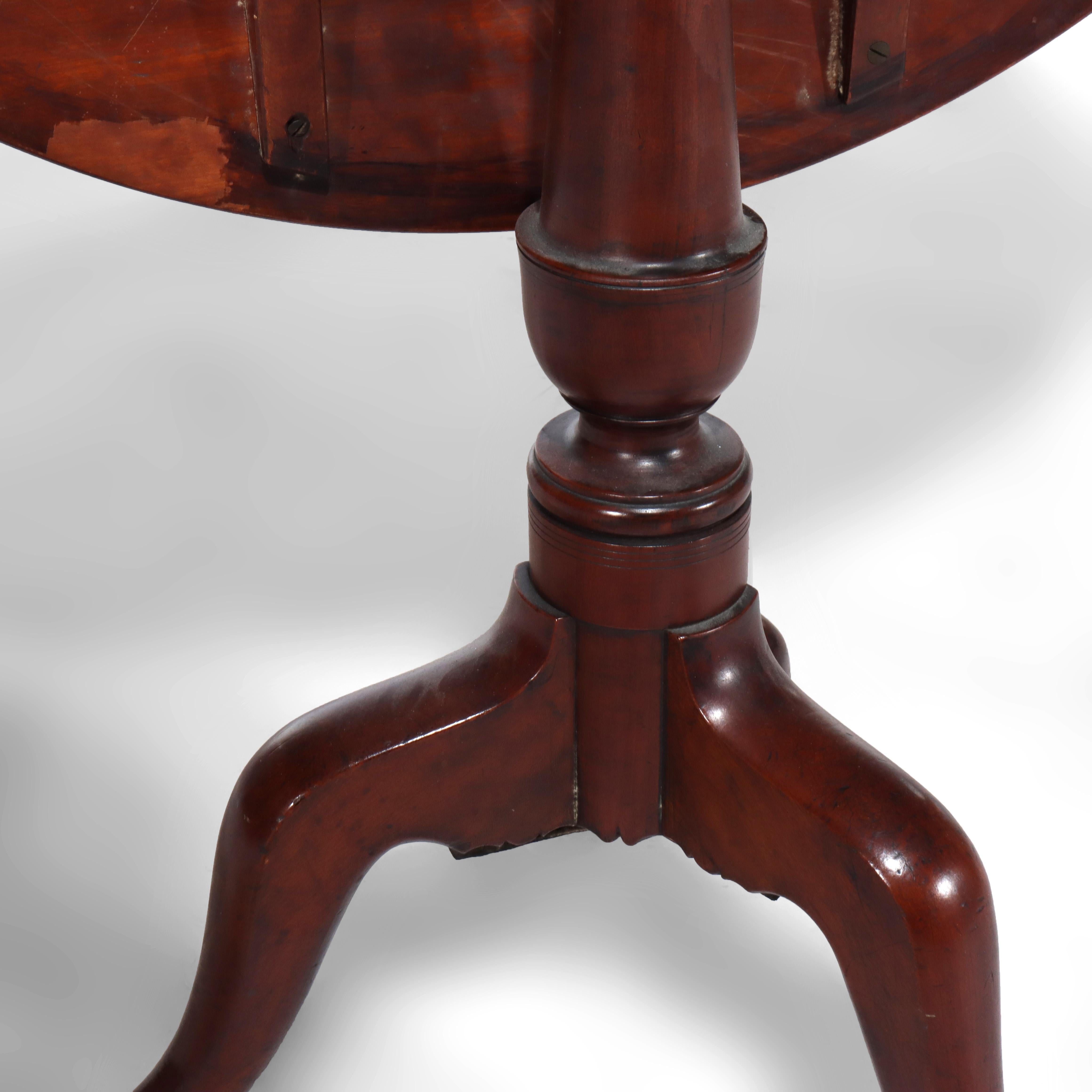 Antike Queen Anne Mahagoni Dreibeinige Tilt Top Tisch Unsigned C1780 im Angebot 1