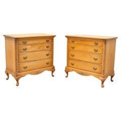 Antique Queen Anne Maple Wood 4 Drawer Dresser Chest Lowboy, a Pair