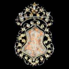 Antique Queen Anne Paste Portrait Brooch Pendant Silver, circa 1710