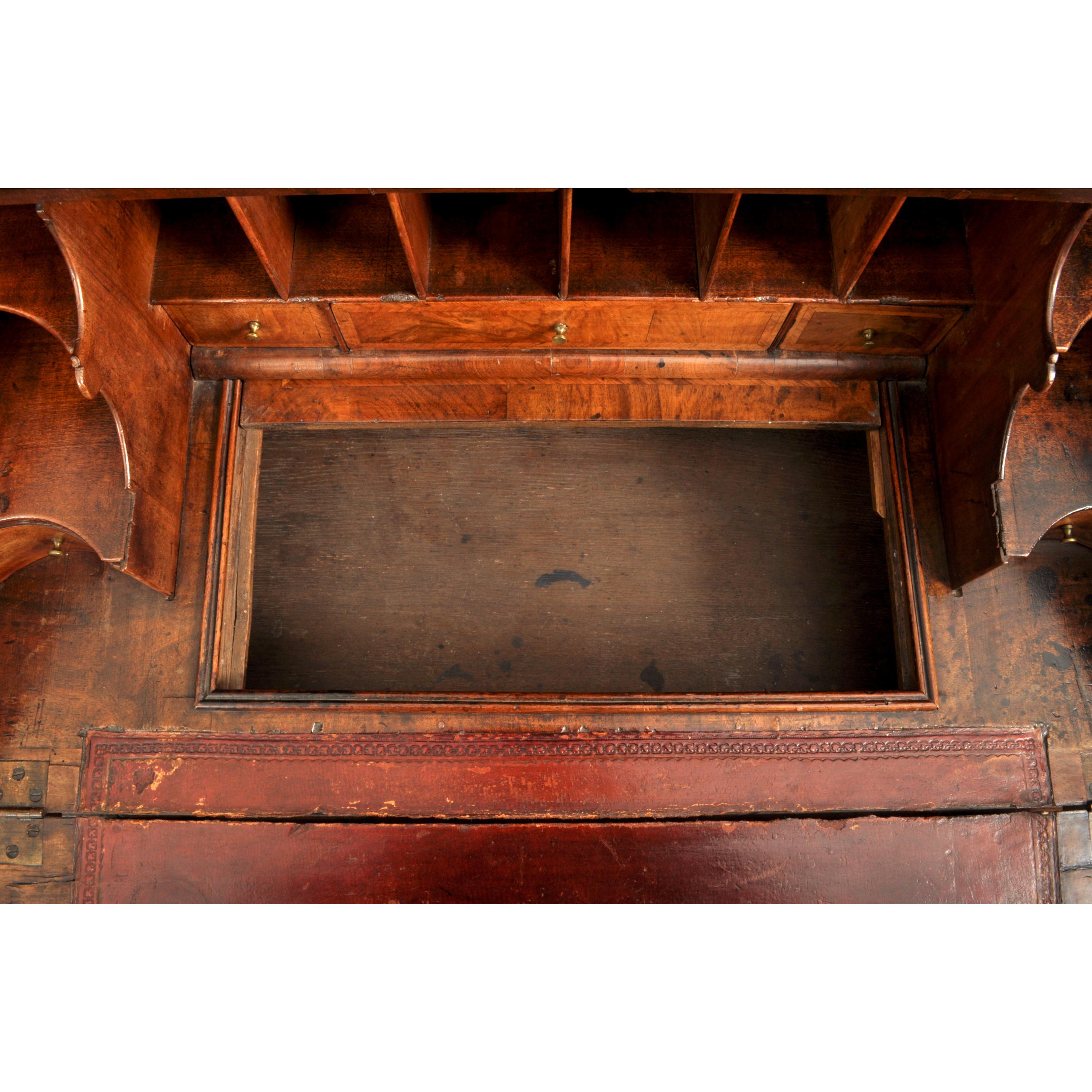Antique Queen Anne Period Double Dome Burl Walnut Bureau Bookcase Secretary 1710 8