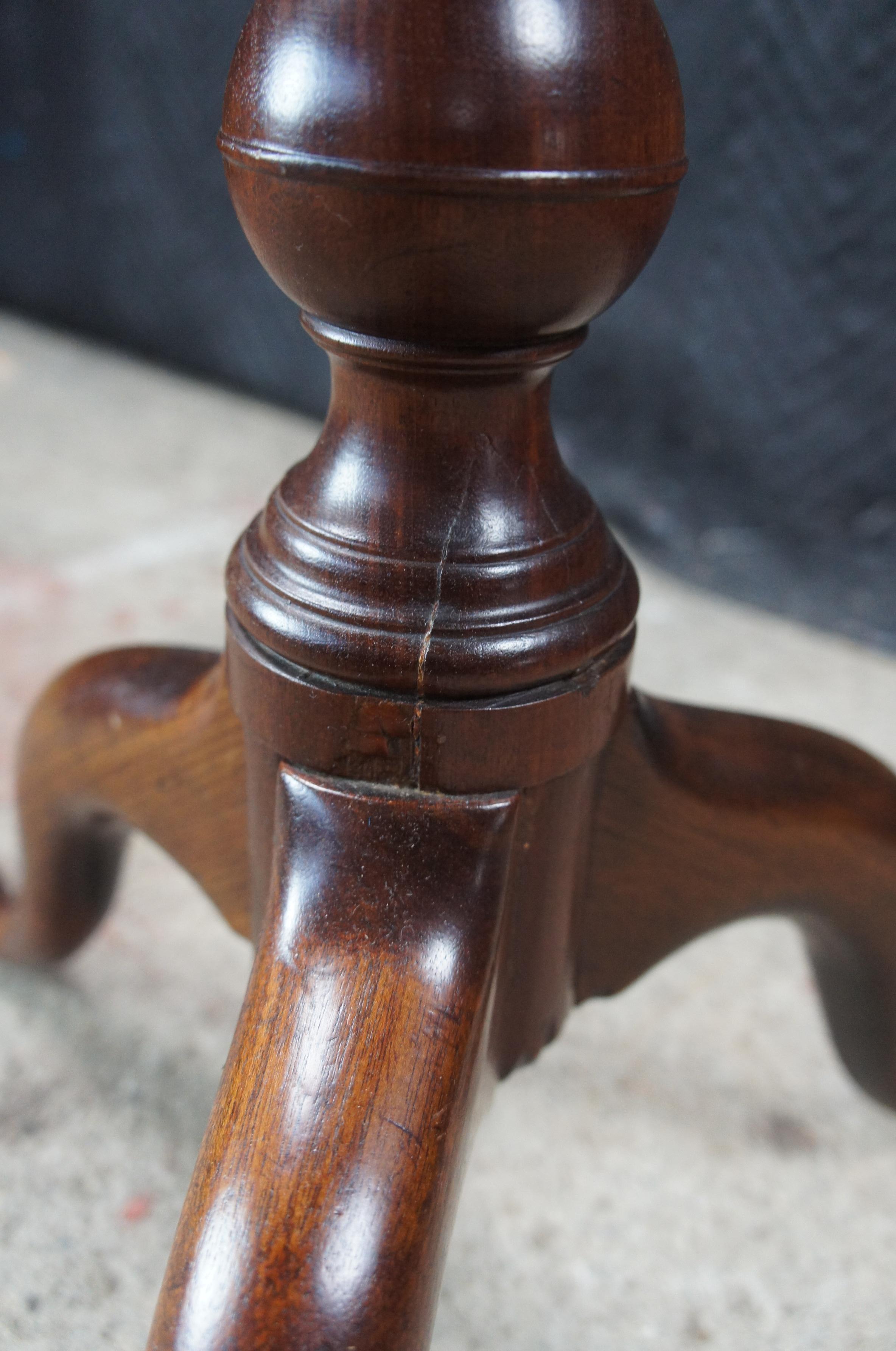Antique Queen Anne Philadelphia Mahogany Tilt Top Birdcage Candlestand Tea Table For Sale 5