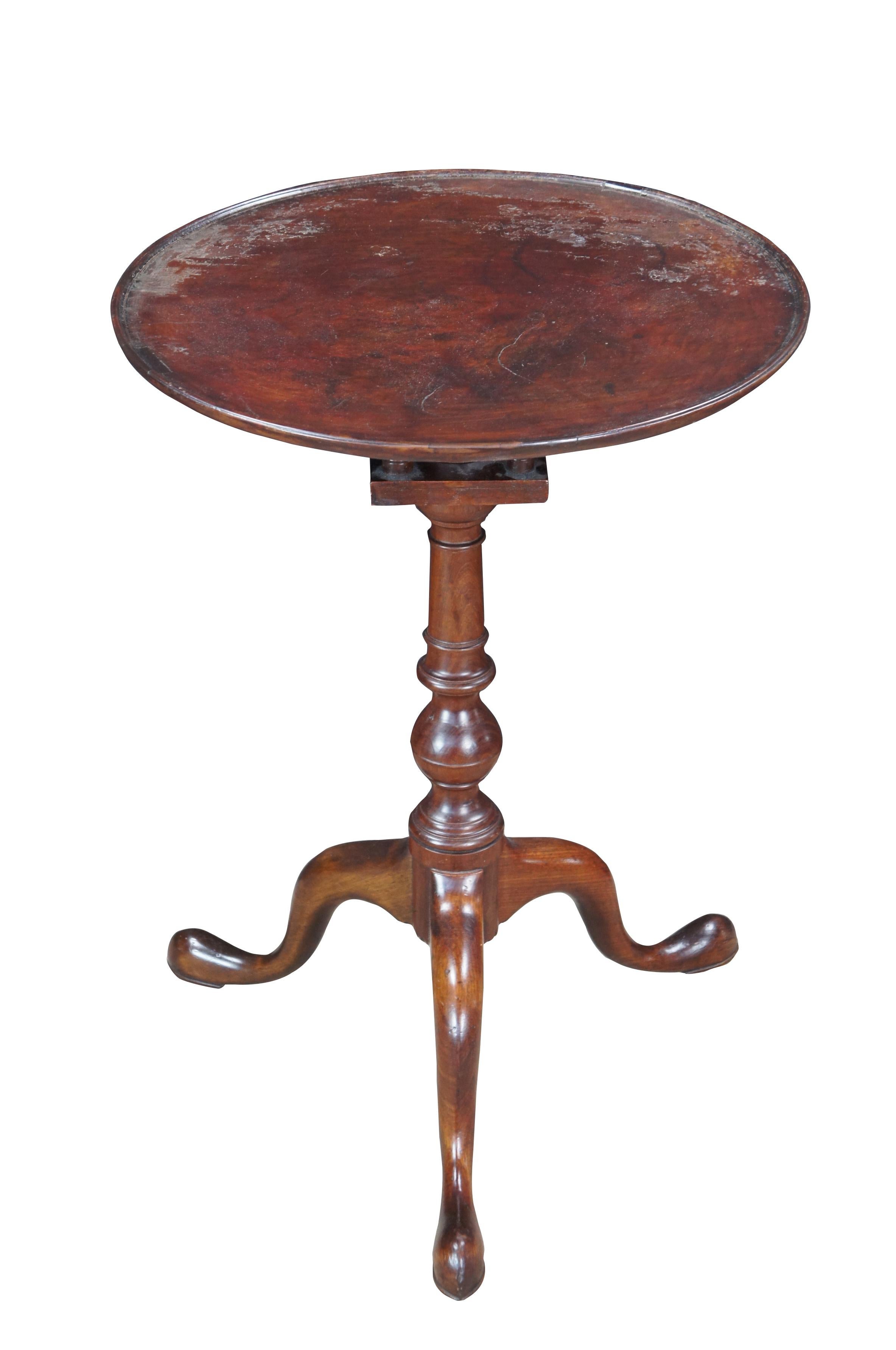 American Antique Queen Anne Philadelphia Mahogany Tilt Top Birdcage Candlestand Tea Table For Sale