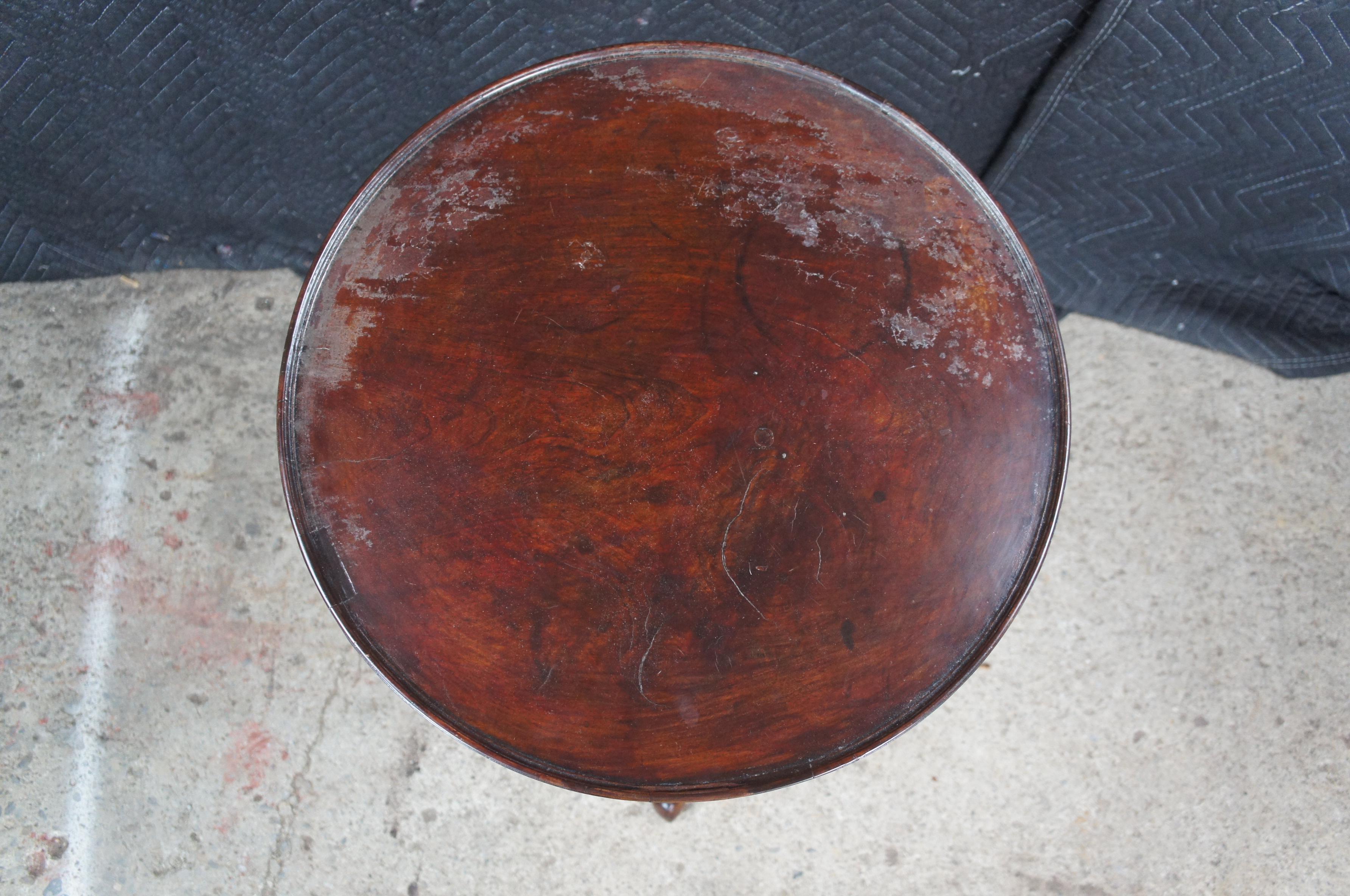 Antique Queen Anne Philadelphia Mahogany Tilt Top Birdcage Candlestand Tea Table In Fair Condition For Sale In Dayton, OH