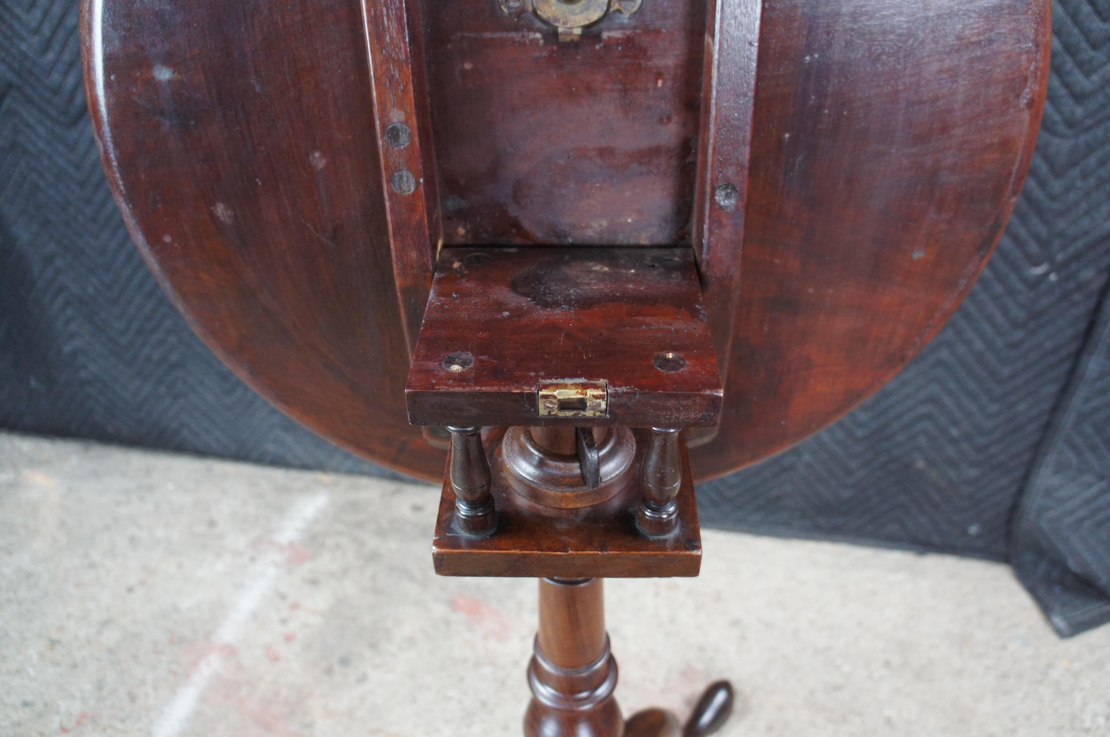 Antique Queen Anne Philadelphia Mahogany Tilt Top Birdcage Candlestand Tea Table For Sale 2