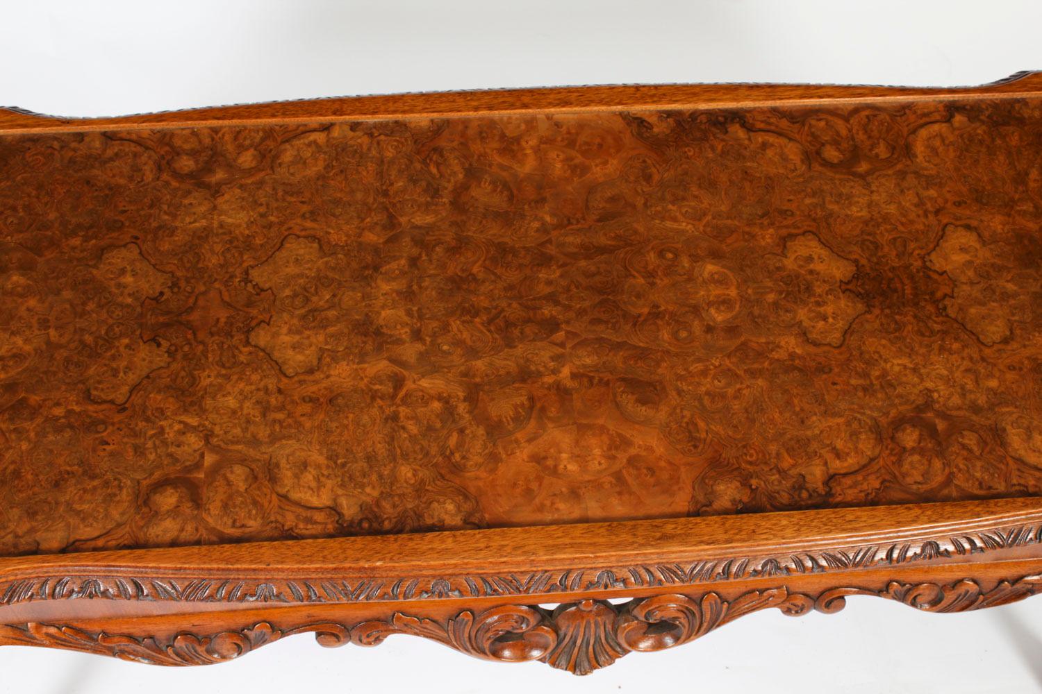 Antique Queen Anne Revival Burr Walnut Coffee Table 1920s In Good Condition In London, GB