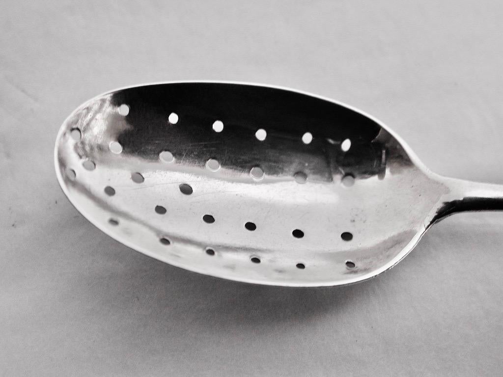 Antique Queen Anne Silver Mote Spoon C.1710 Abraham Russell London For Sale 1