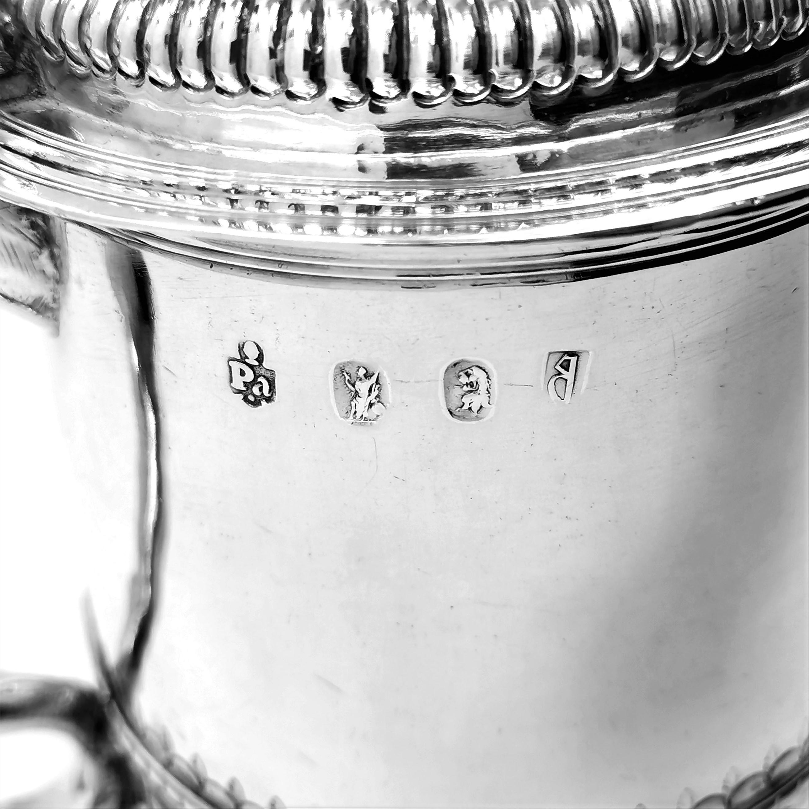 Antique Queen Anne Sterling Silver Lidded Tankard Beer Mug 1704, 18th Century 4