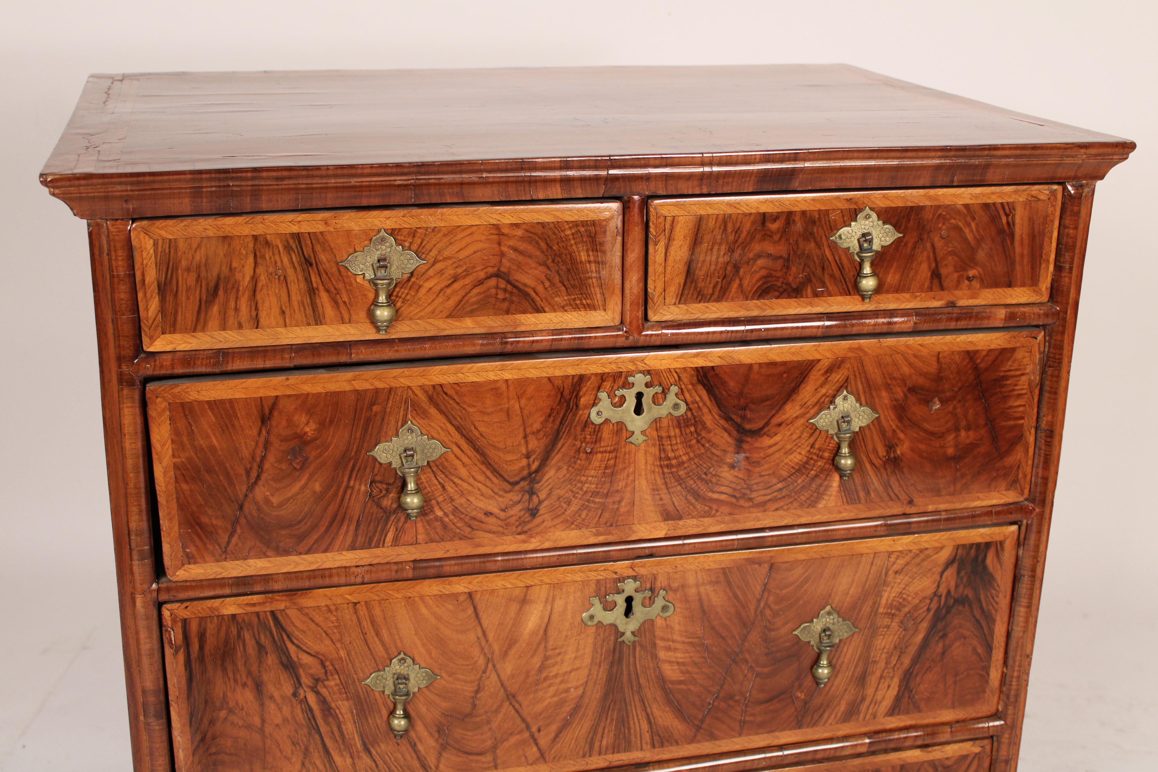 20th Century Antique Queen Anne Style Burl Walnut Chest of Drawers