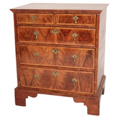 Antique Queen Anne Style Burl Walnut Chest of Drawers