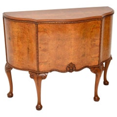 Antique Queen Anne Style Burr Walnut Cabinet