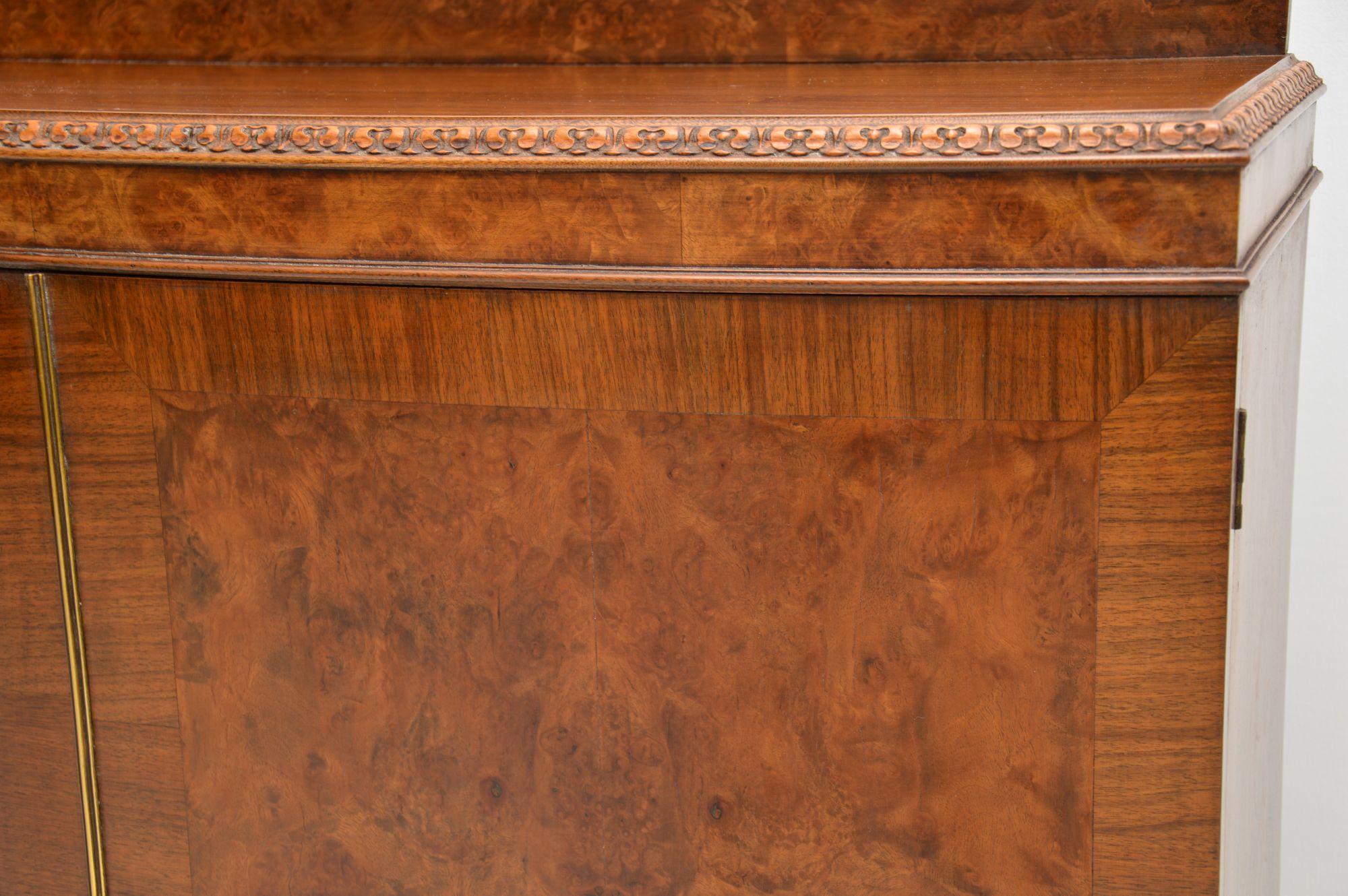 Antique Queen Anne Style Burr Walnut Cabinet Sideboard In Good Condition In London, GB