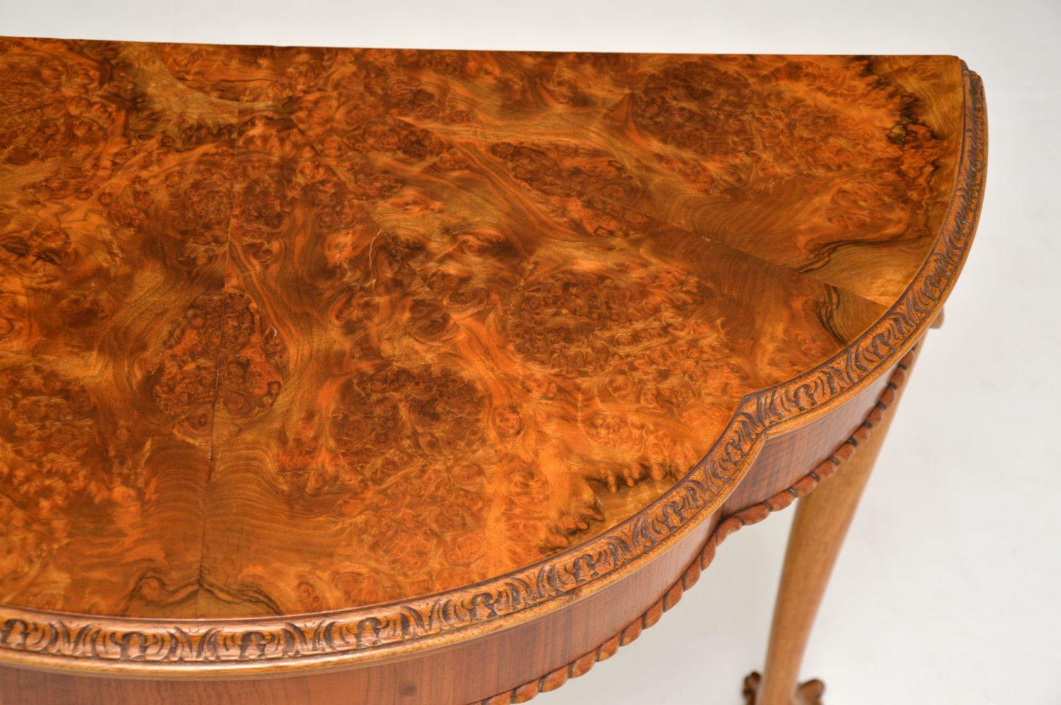 Antique Queen Anne Style Burr Walnut Card Table 4
